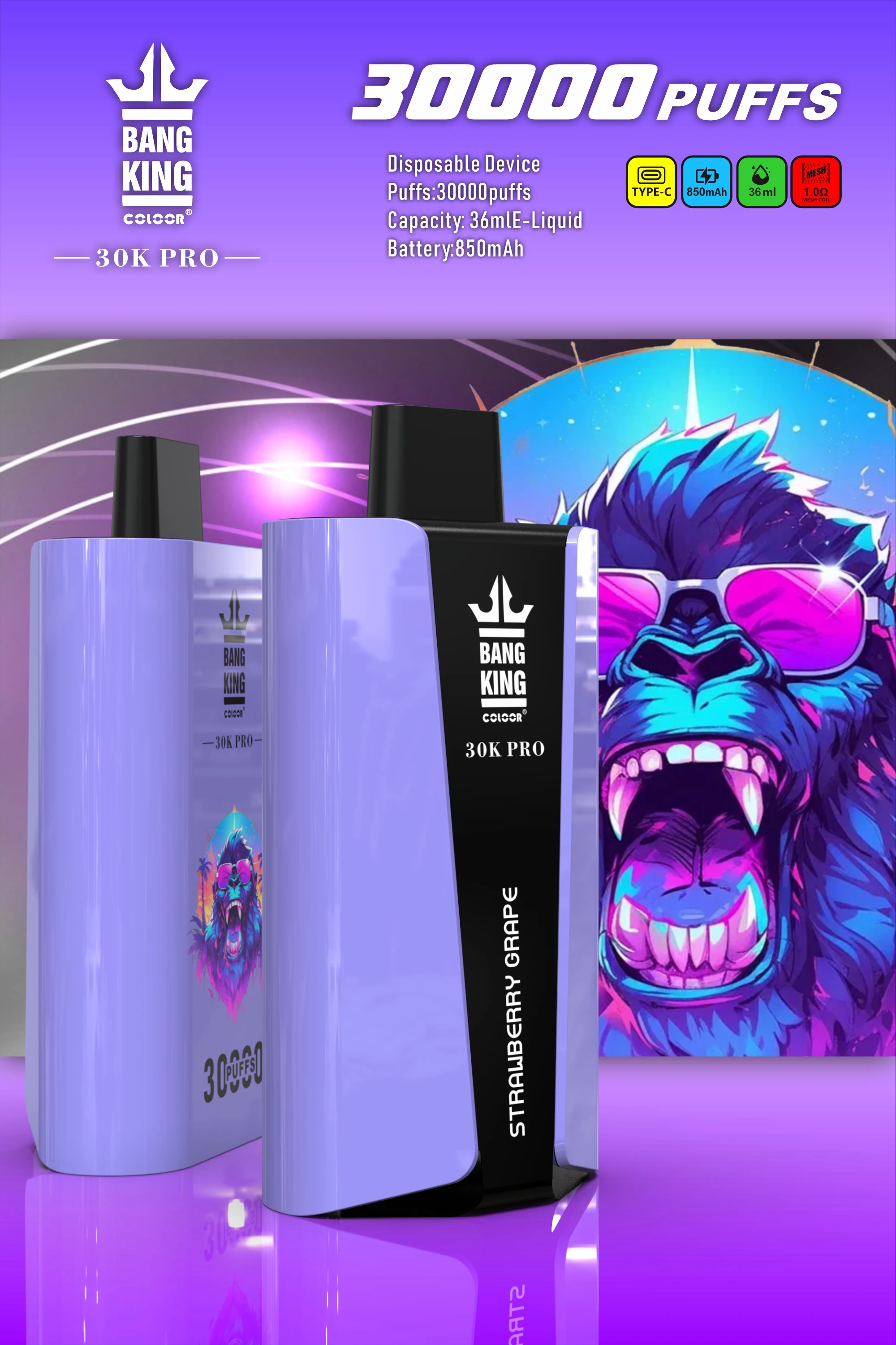 Bang King 30000 30K Züge LED Display Einweg-Vape - image 3