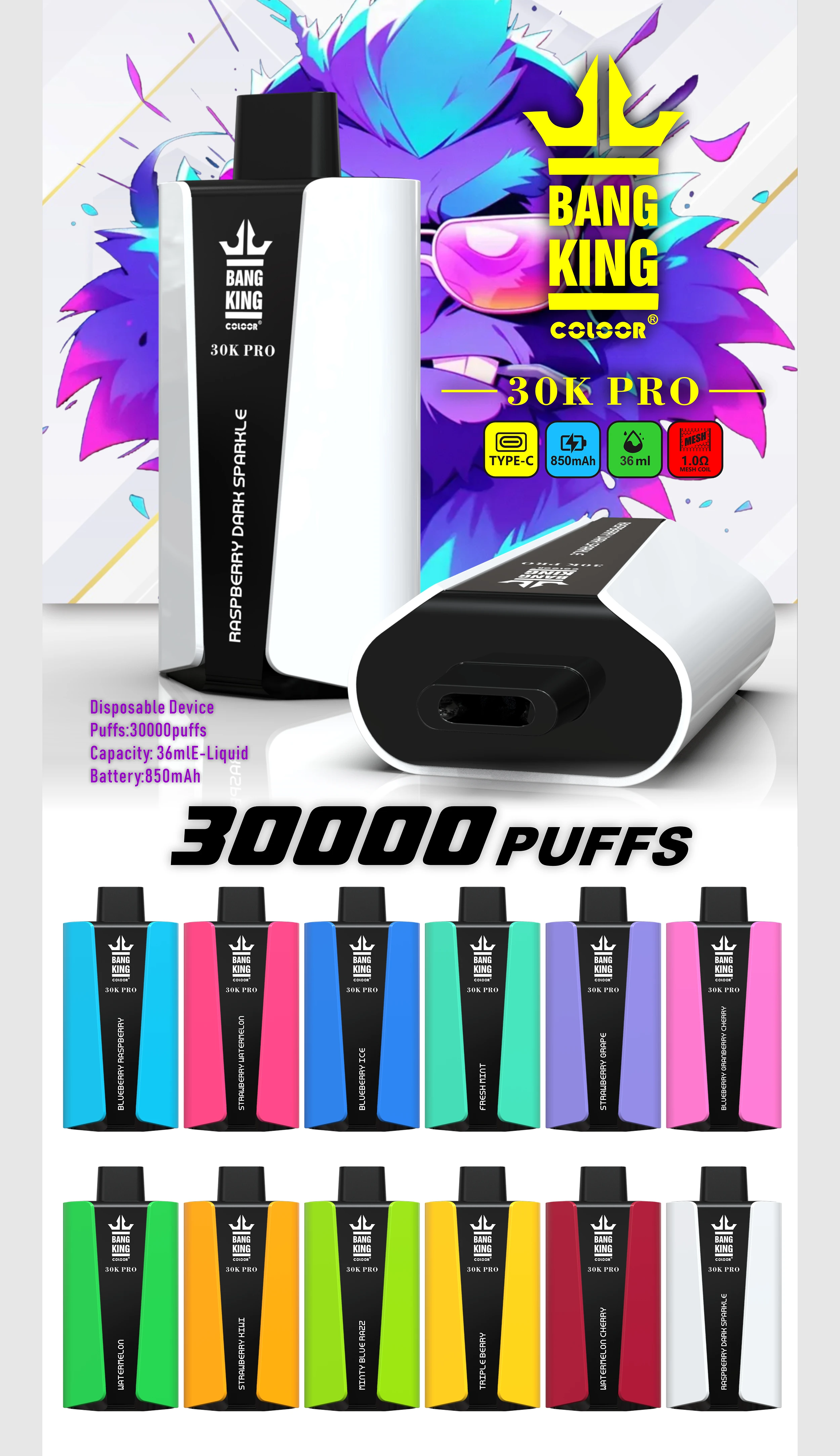 Bang King 30000 30K Züge LED Display Einweg-Vape - image 12
