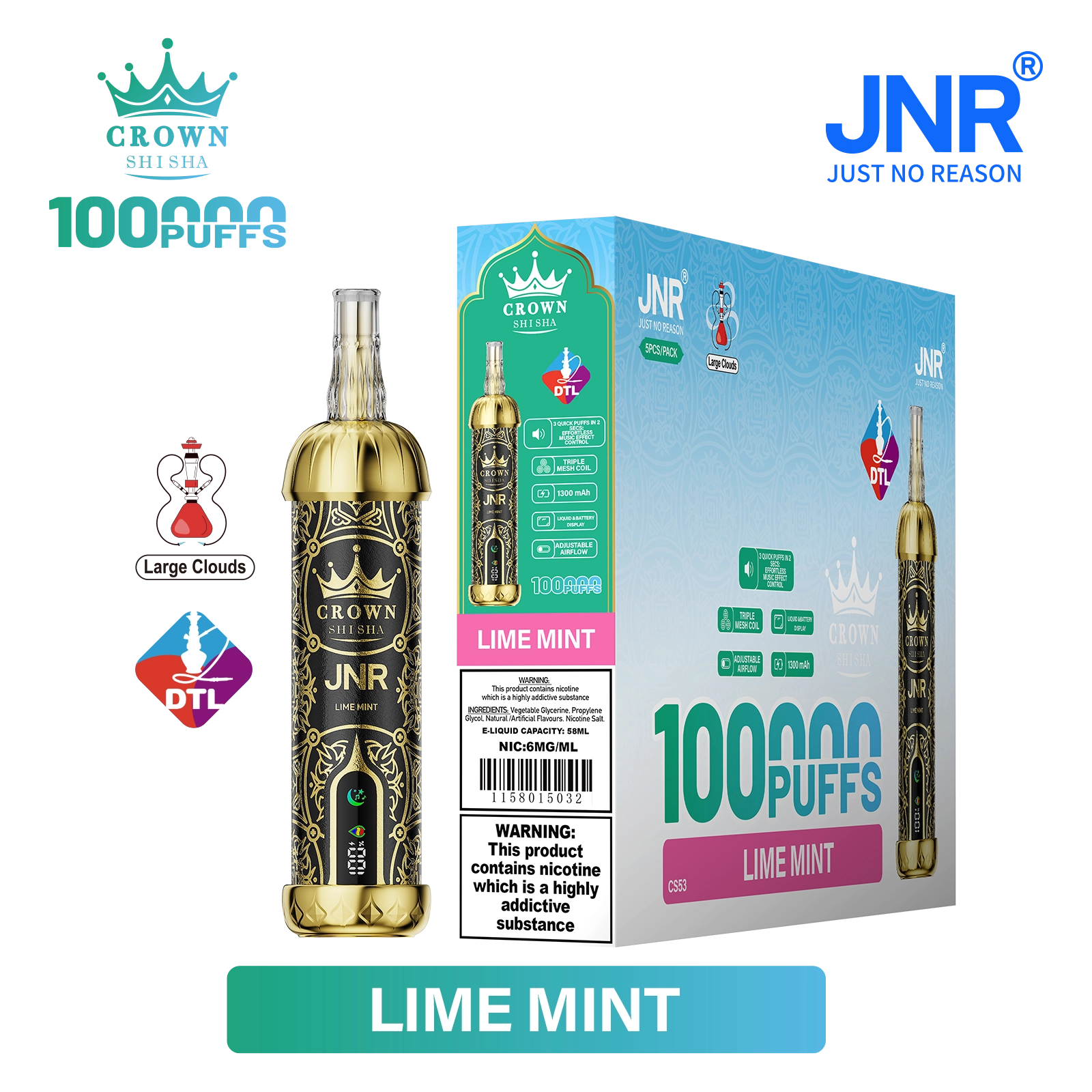 Jnr Crown Shisha 100000 100K Züge DTL Einweg-Vape - image 4