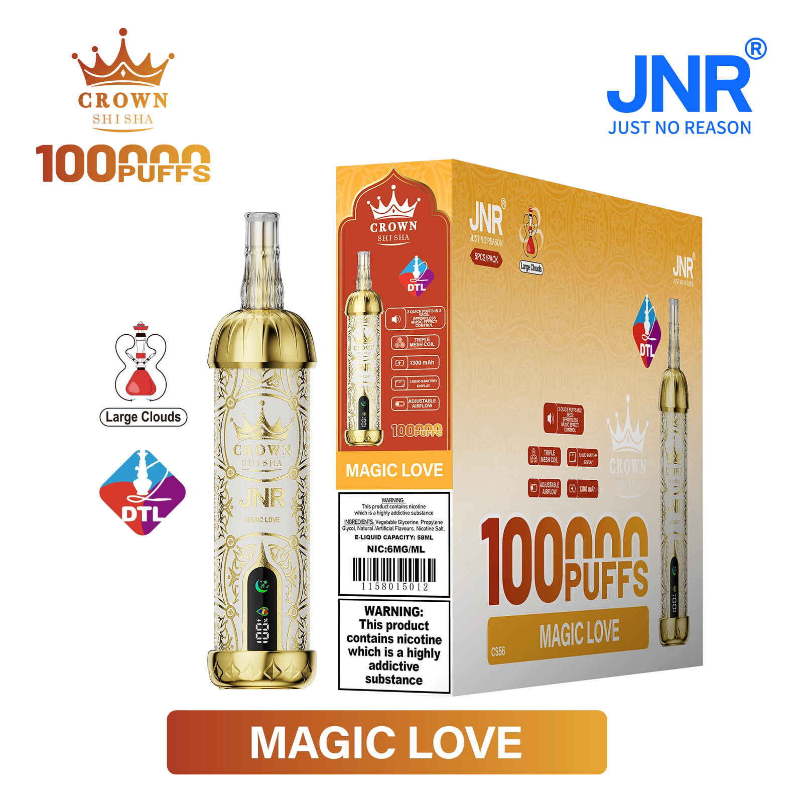 Jnr Crown Shisha 100000 100K Züge DTL Einweg-Vape - image 3