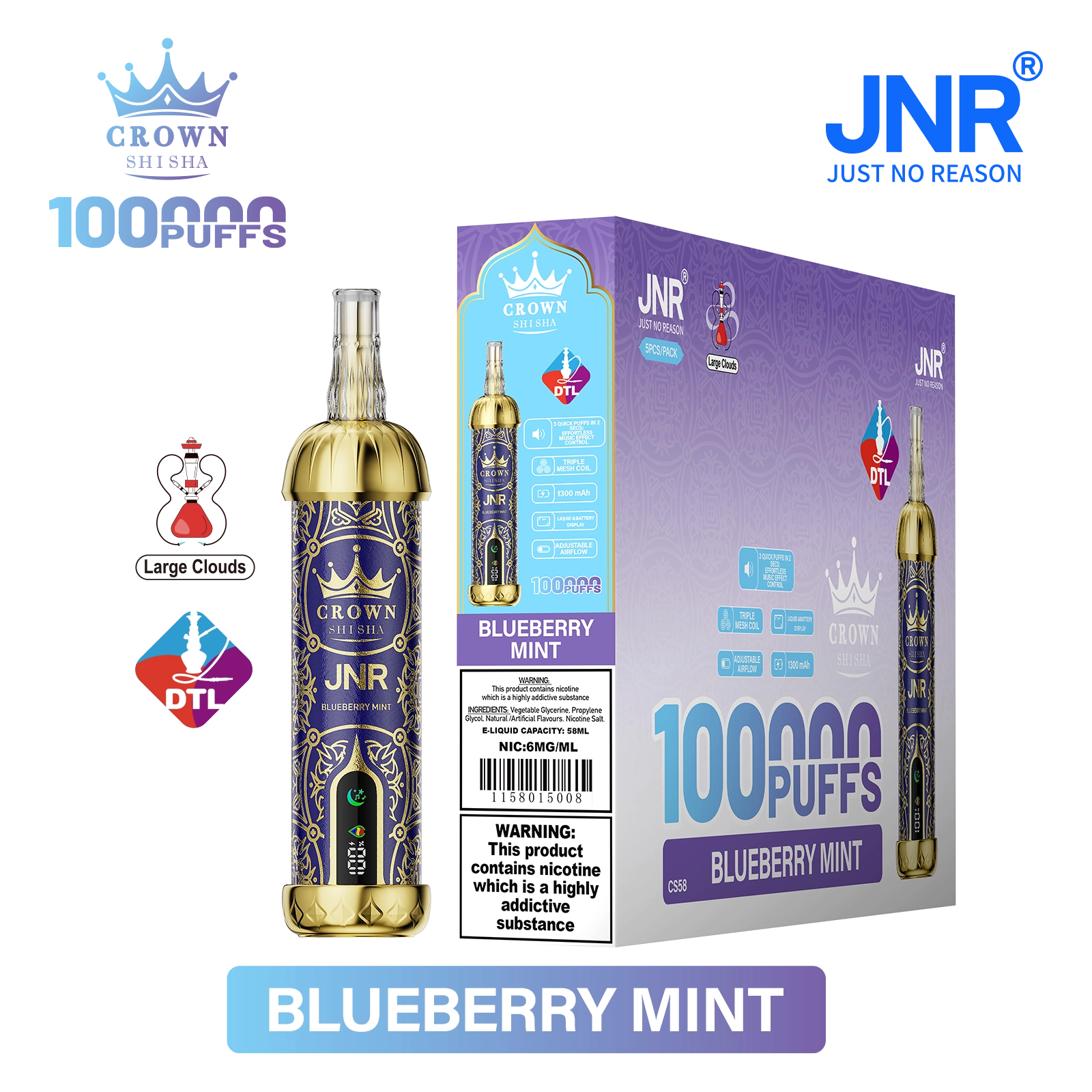 Jnr Crown Shisha 100000 100K Züge DTL Einweg-Vape - image 5