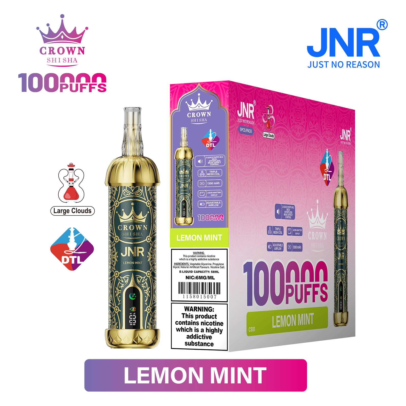 Jnr Crown Shisha 100000 100K Züge DTL Einweg-Vape - image 6