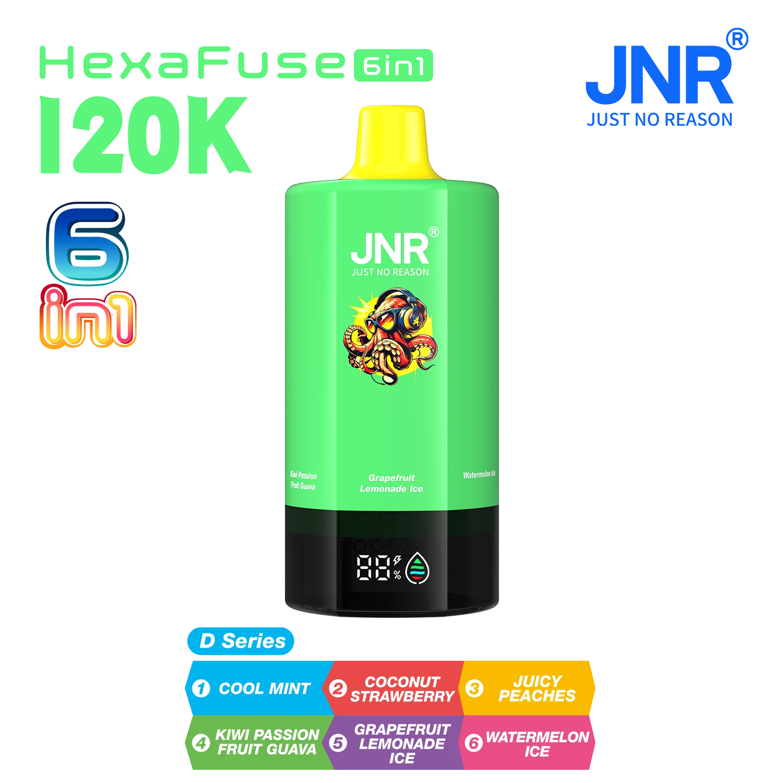 JNR HexaFuse 6-in-1 120000 120K Züge 6-Kammern Einweg-Vape - image 4