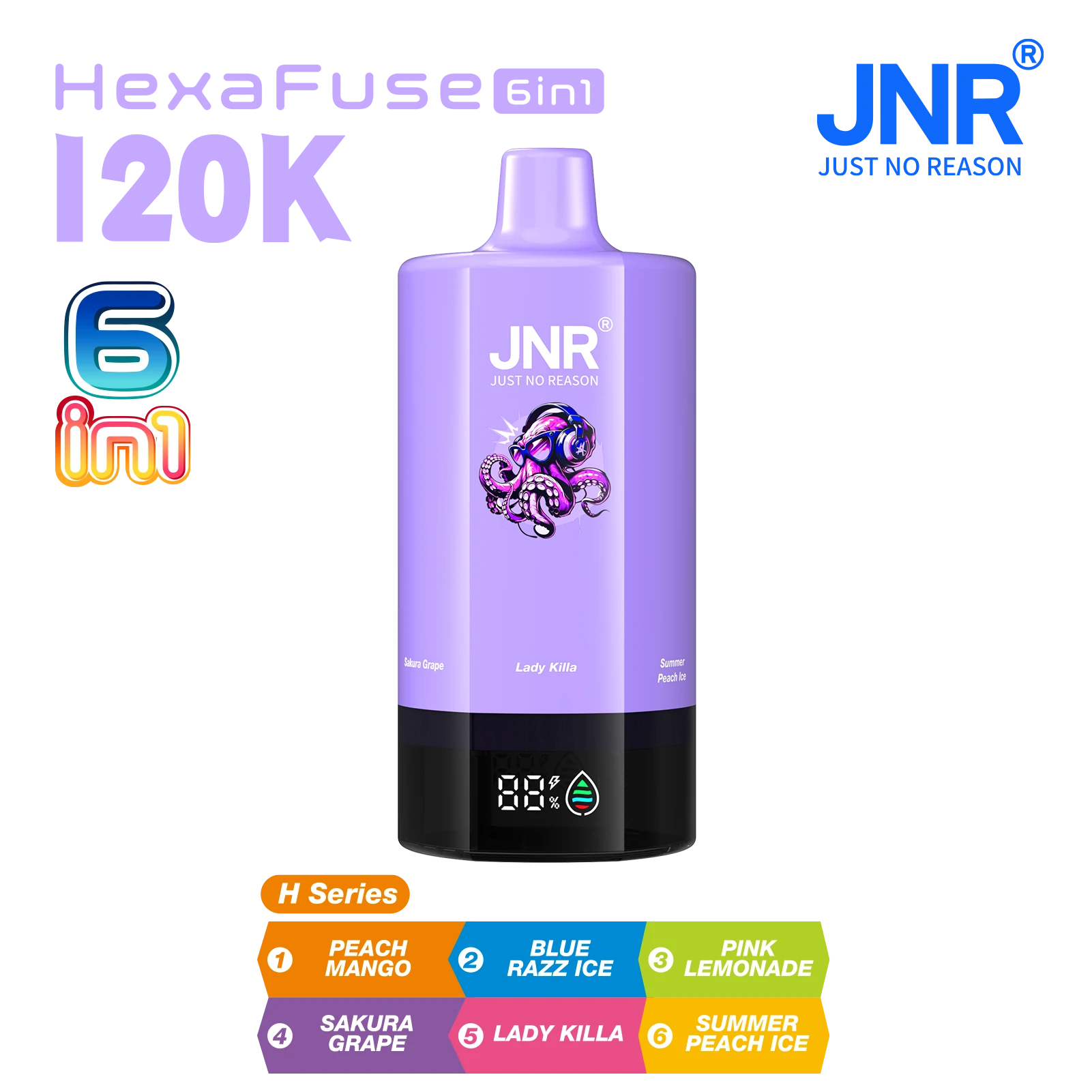 JNR HexaFuse 6-in-1 120000 120K Züge 6-Kammern Einweg-Vape - image 7