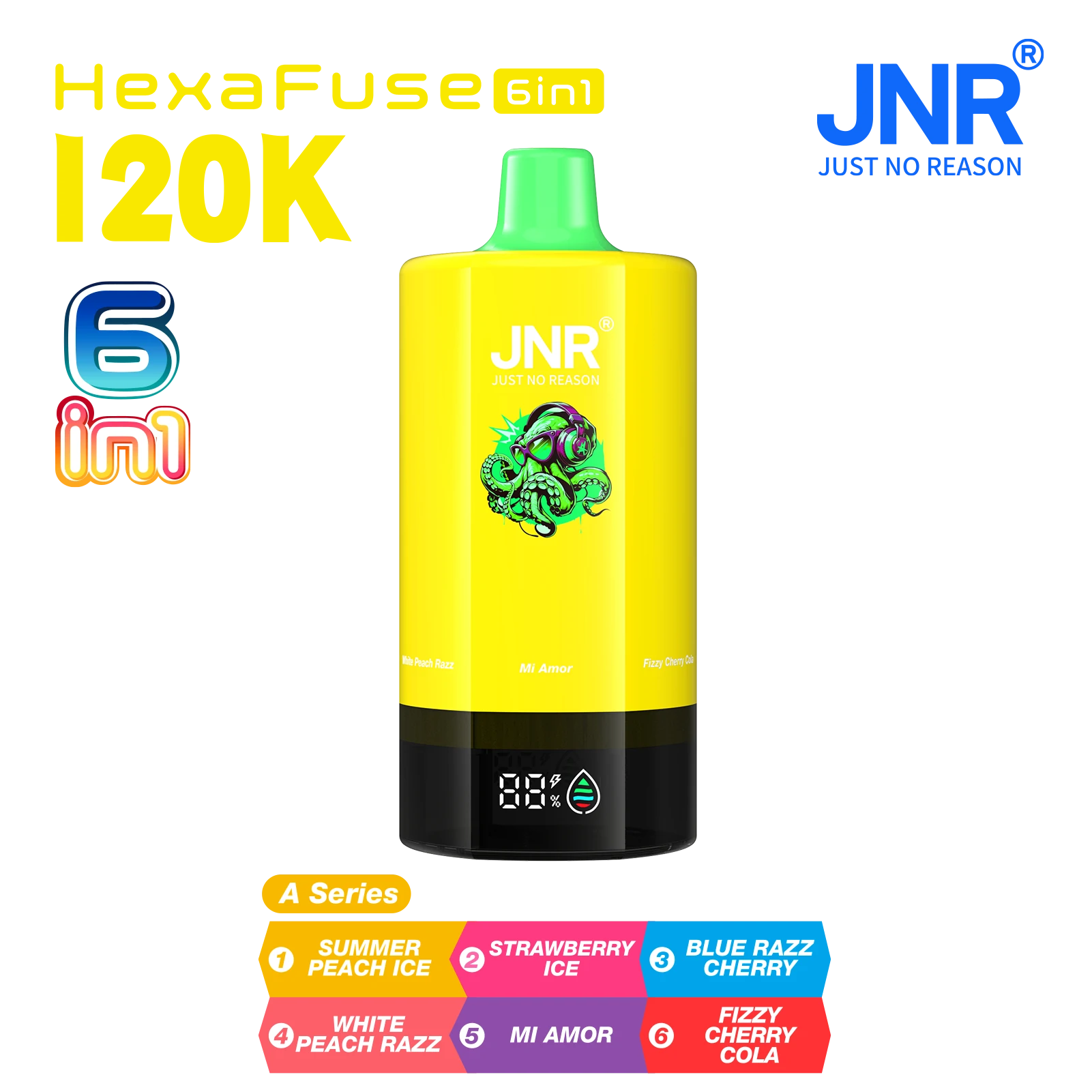 JNR HexaFuse 6-in-1 120000 120K Züge 6-Kammern Einweg-Vape - image 2