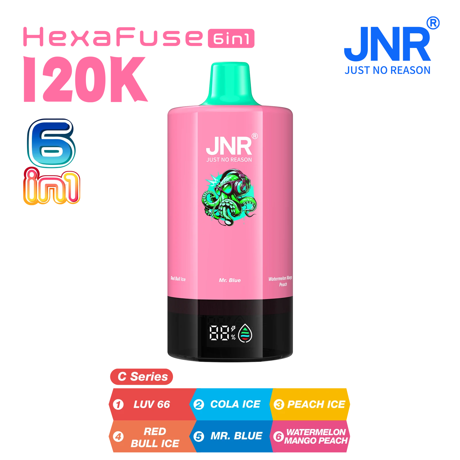 JNR HexaFuse 6-in-1 120000 120K Züge 6-Kammern Einweg-Vape - image 3