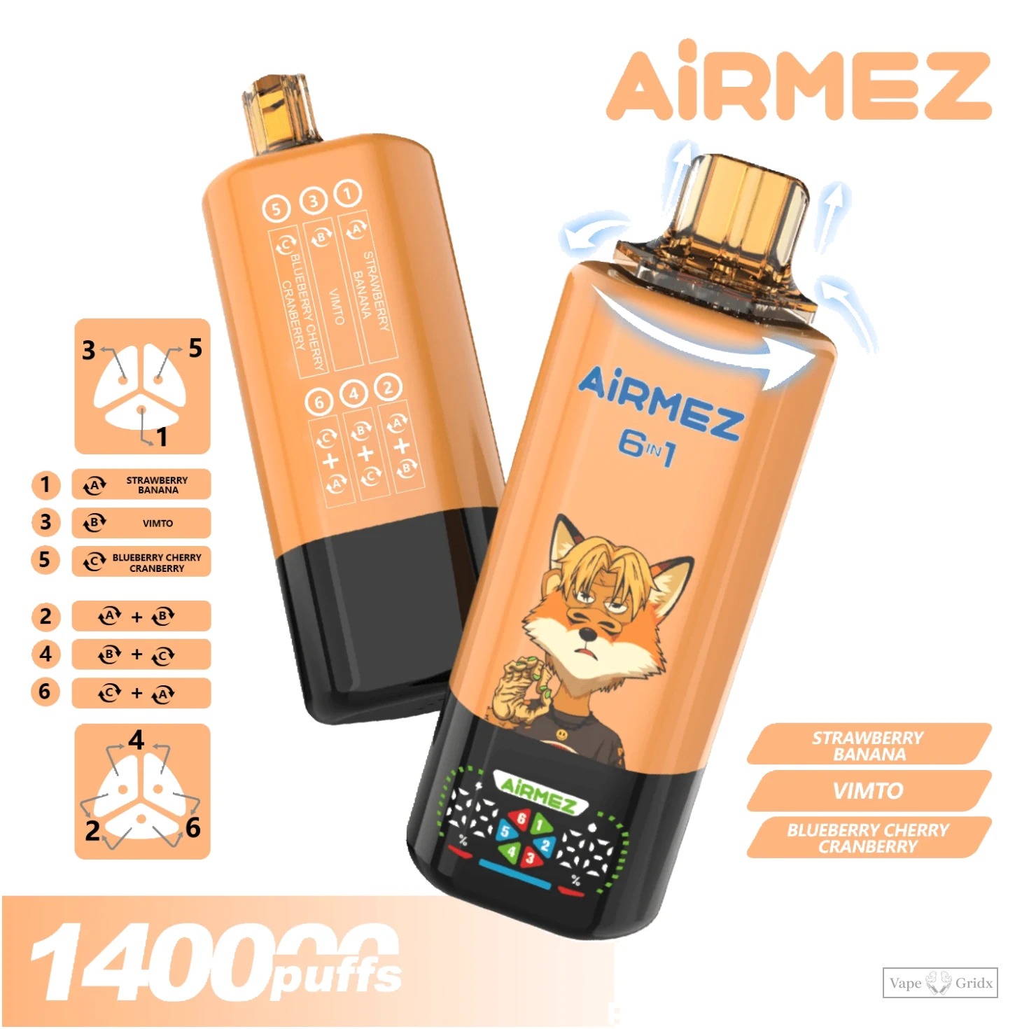 Airmez FOX 140000 140K Züge 6-in-1 Einweg-Vape - image 2