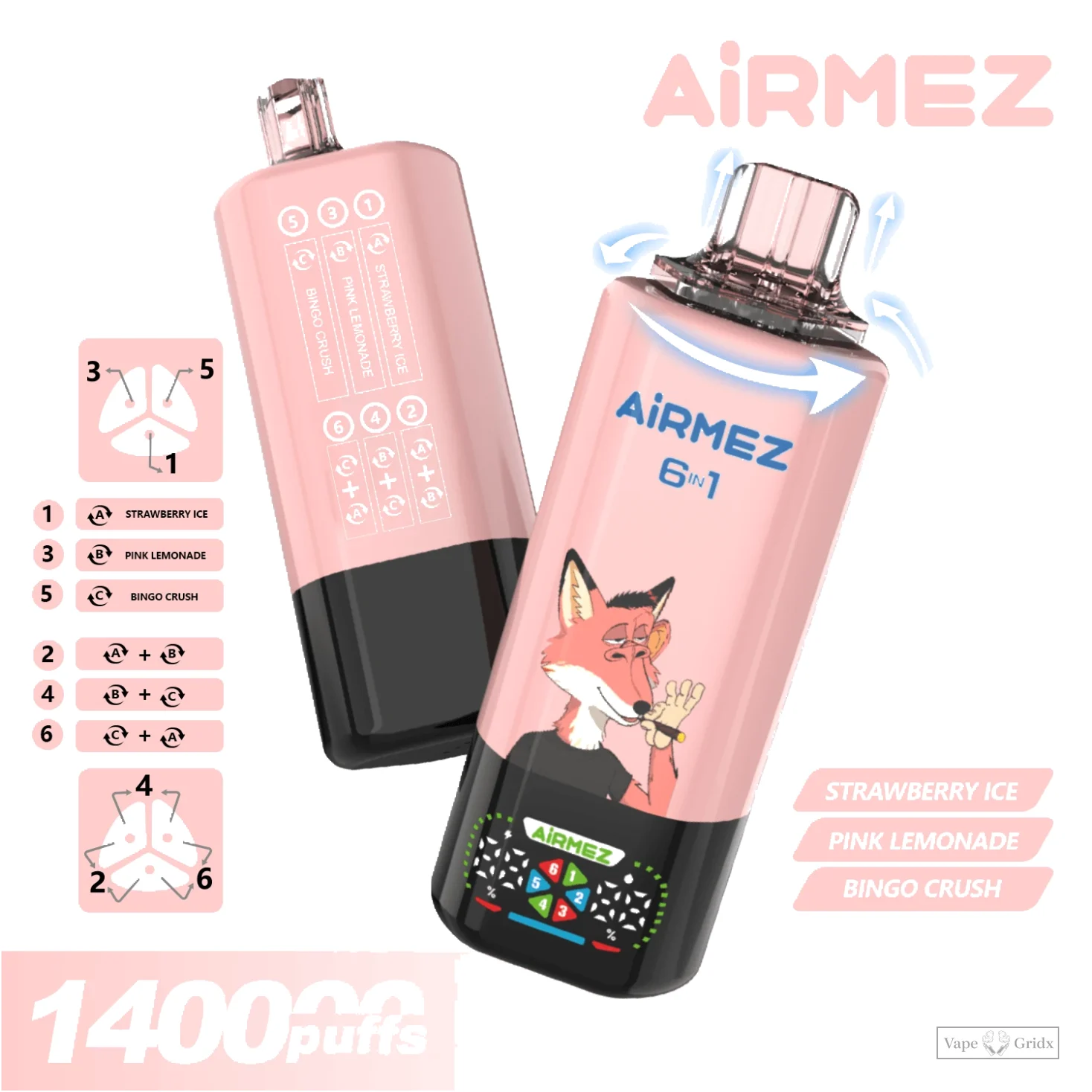 Airmez FOX 140000 140K Züge 6-in-1 Einweg-Vape - image 3