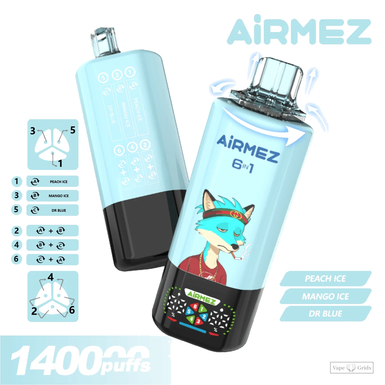 Airmez FOX 140000 140K Züge 6-in-1 Einweg-Vape - image 8