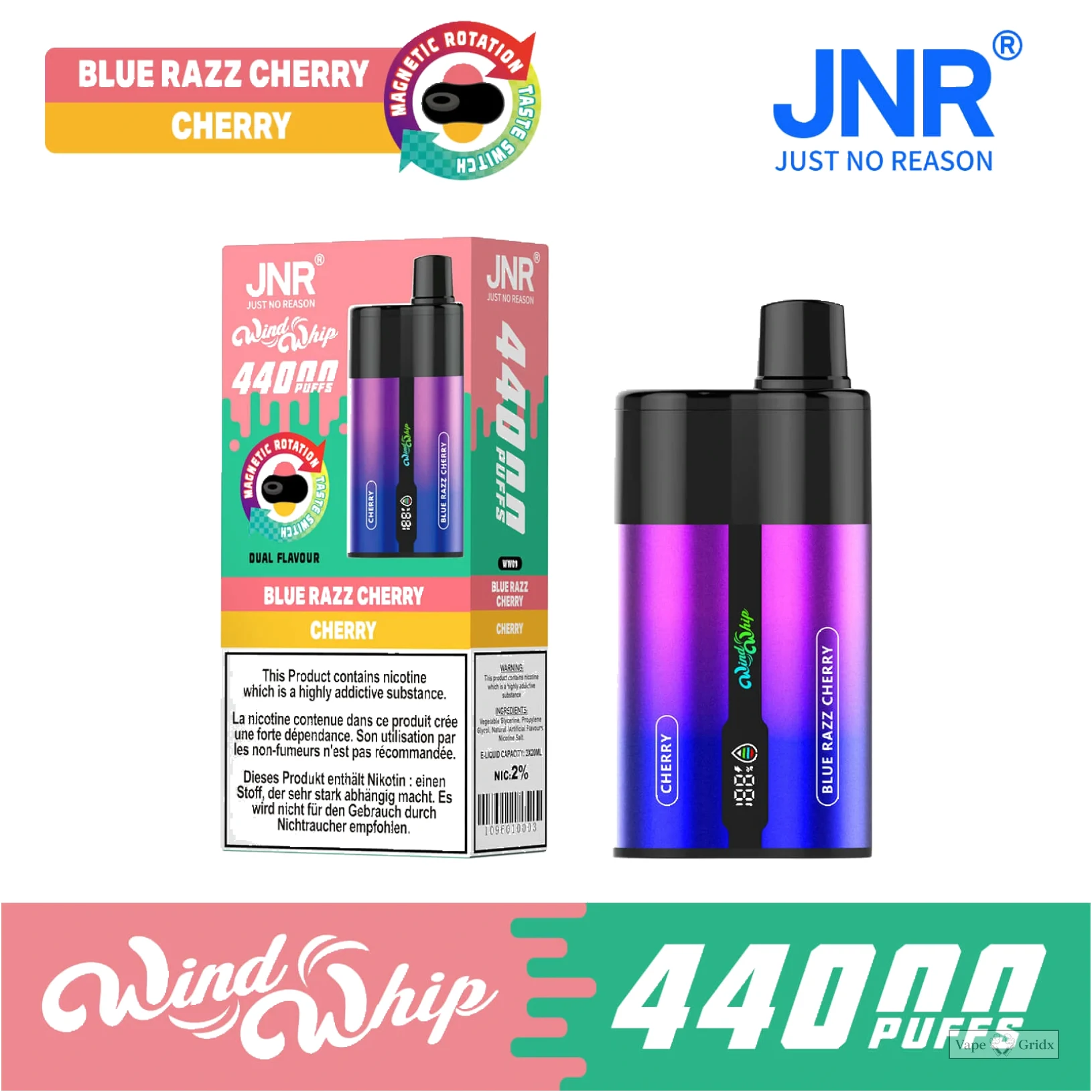 JNR Wind Whip 44000 44K Züge Einweg-Vape - image 3
