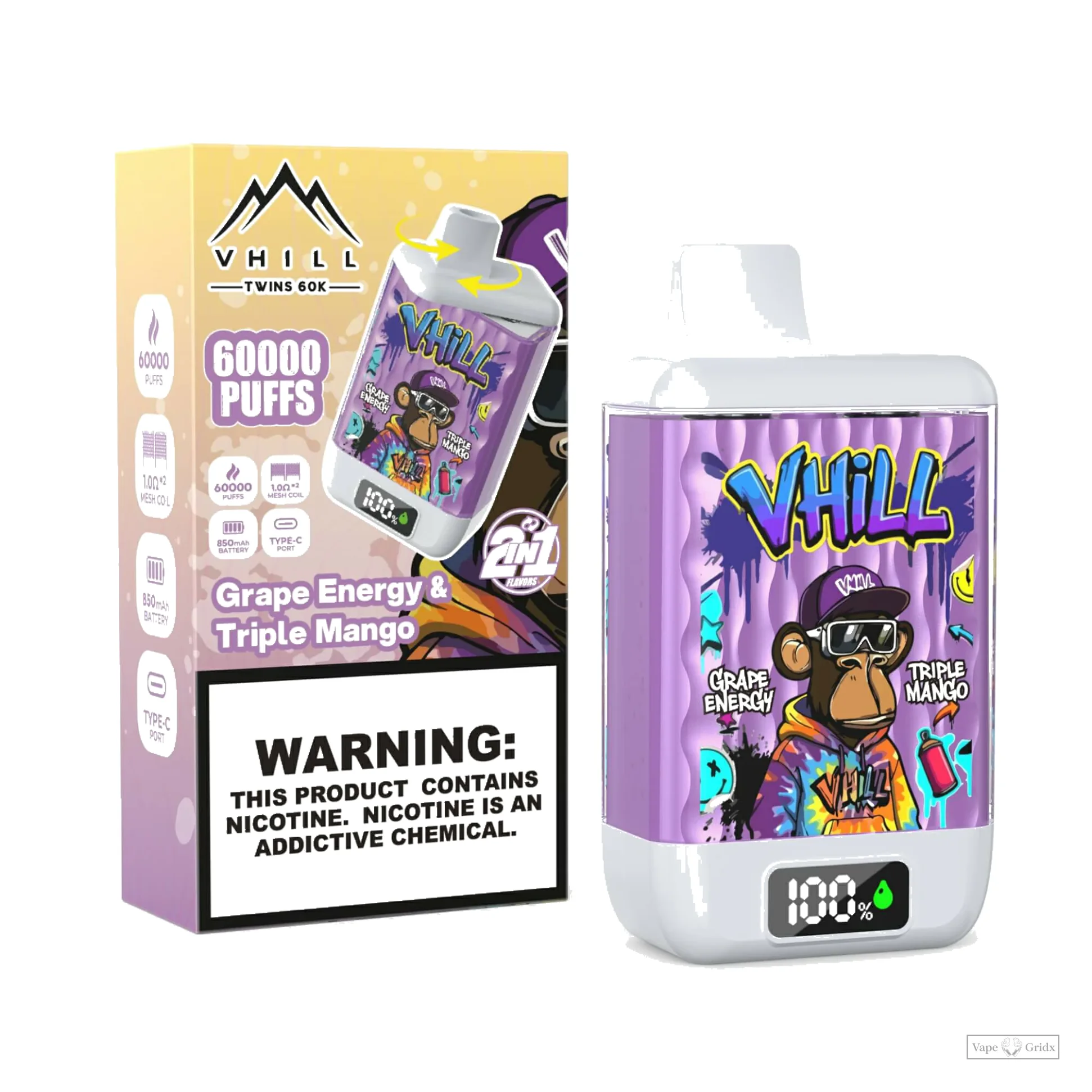 VHILL Twins 60000 60K Züge 2-in-1 Einweg-Vape