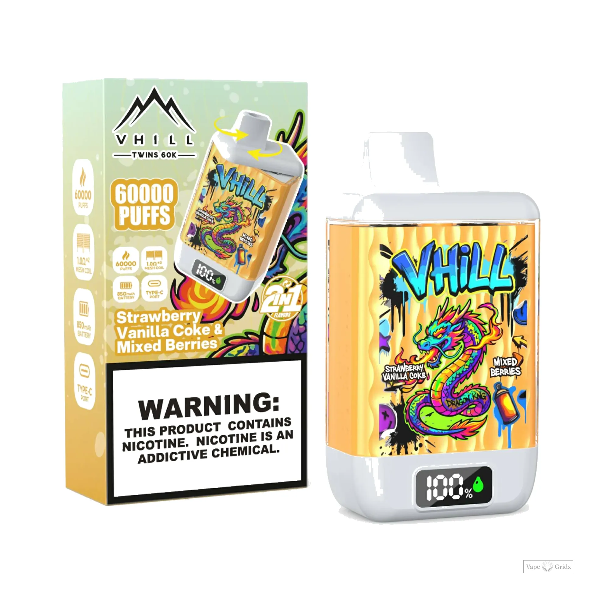 VHILL Twins 60000 60K Züge 2-in-1 Einweg-Vape - image 2