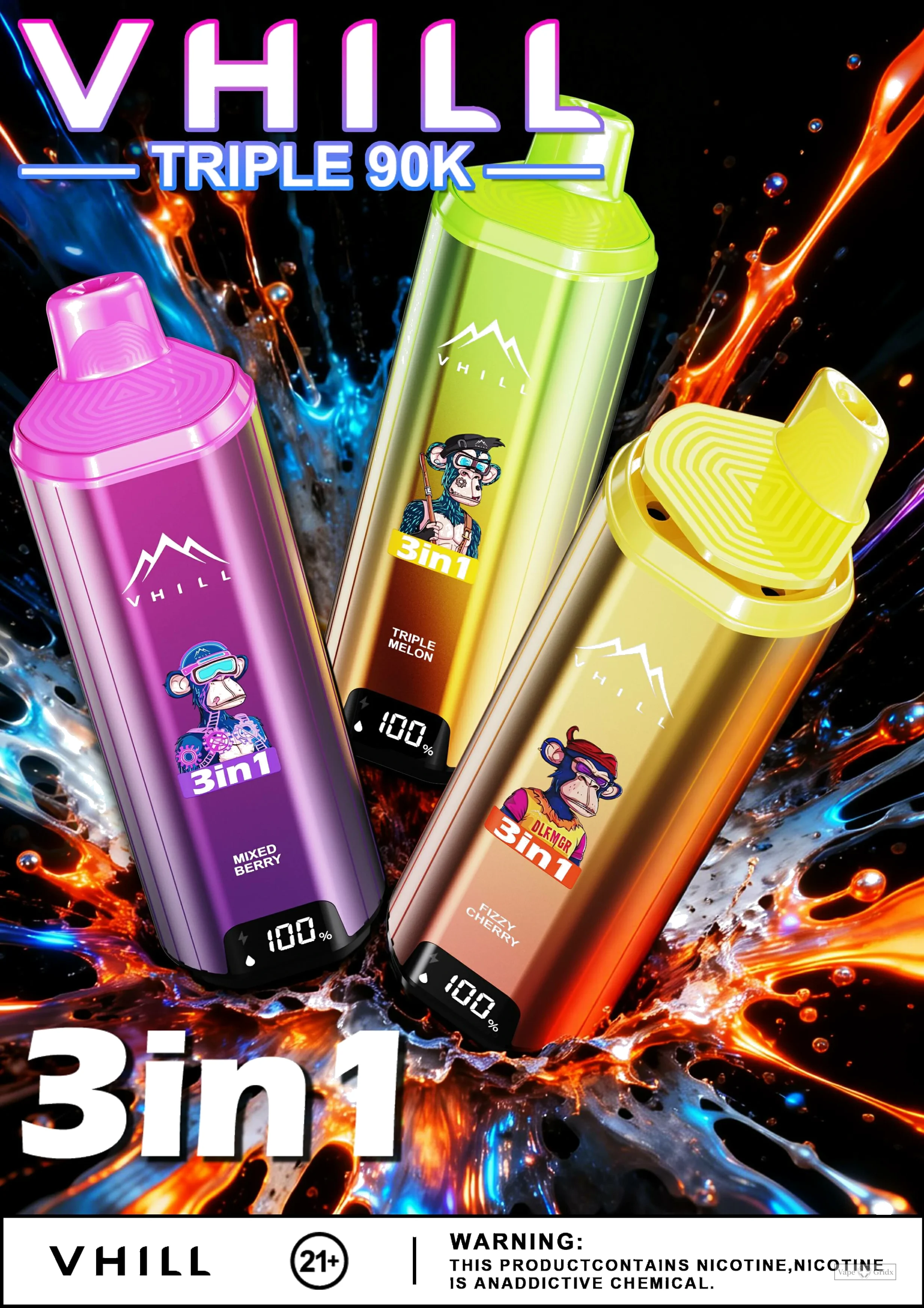 VHILL TRIPLE 90000 90K Züge 3-in-1 Einweg-Vape - image 11