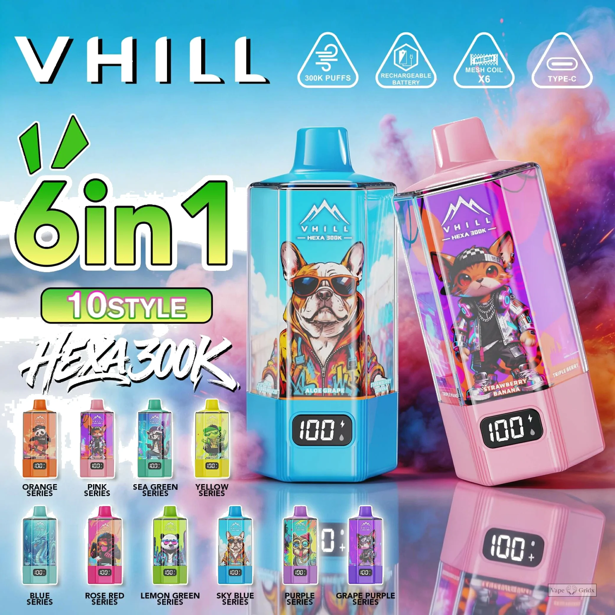 VHILL HEXA 300000 300K Züge 6-in-1 Einweg-Vape - image 2