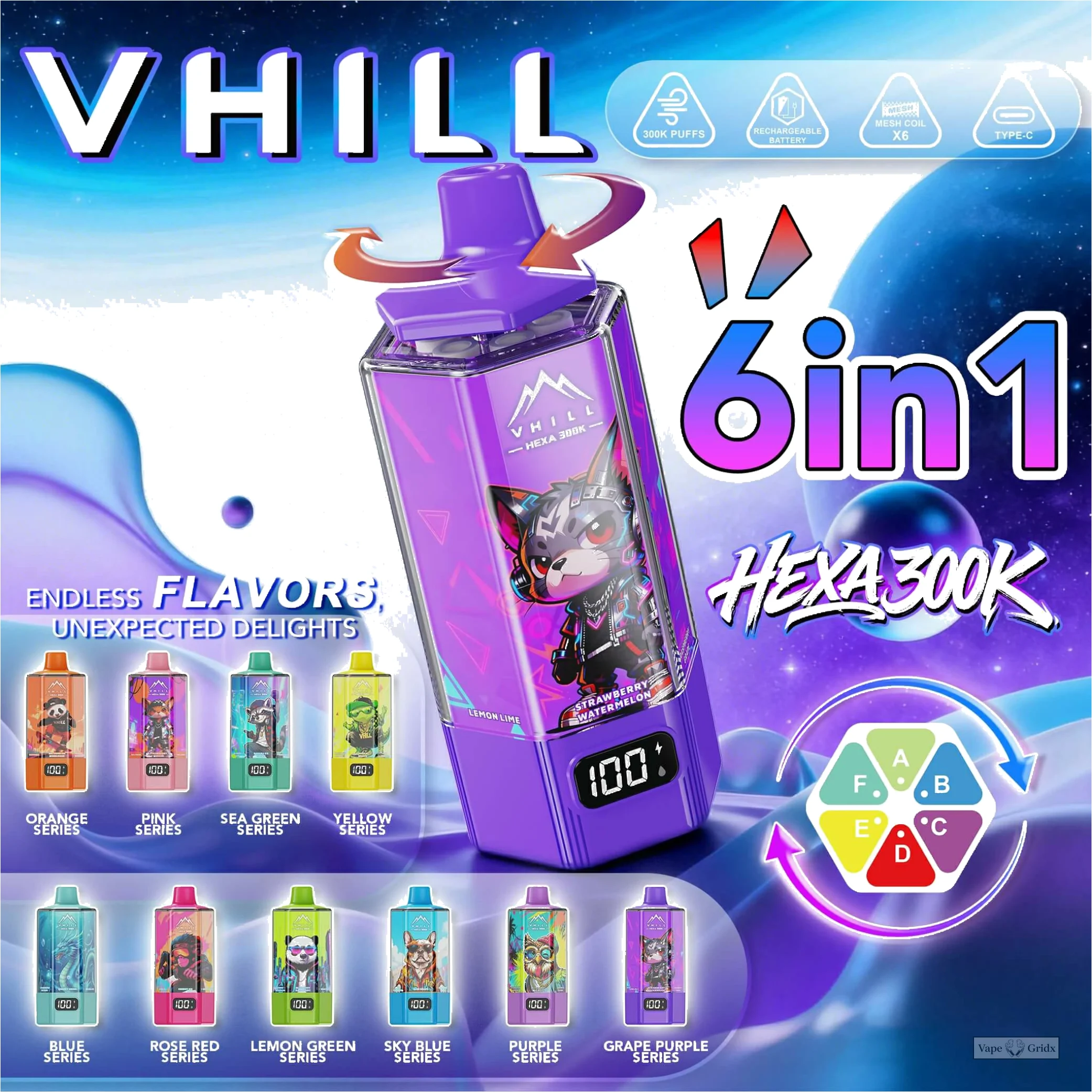 VHILL HEXA 300000 300K Züge 6-in-1 Einweg-Vape - image 13