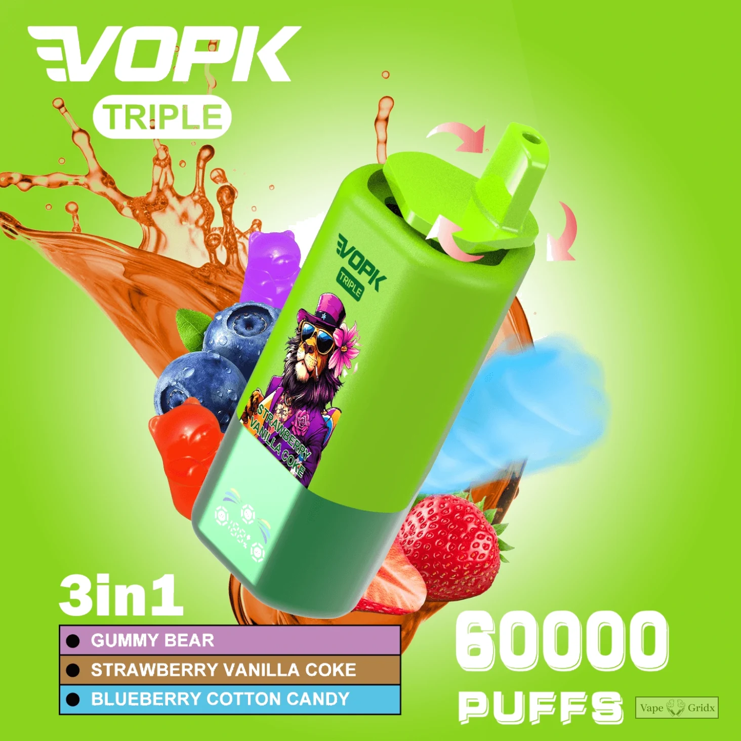VOPK 60000 60K Züge 3-in-1 Triple Geschmack Einweg-Vape - image 3