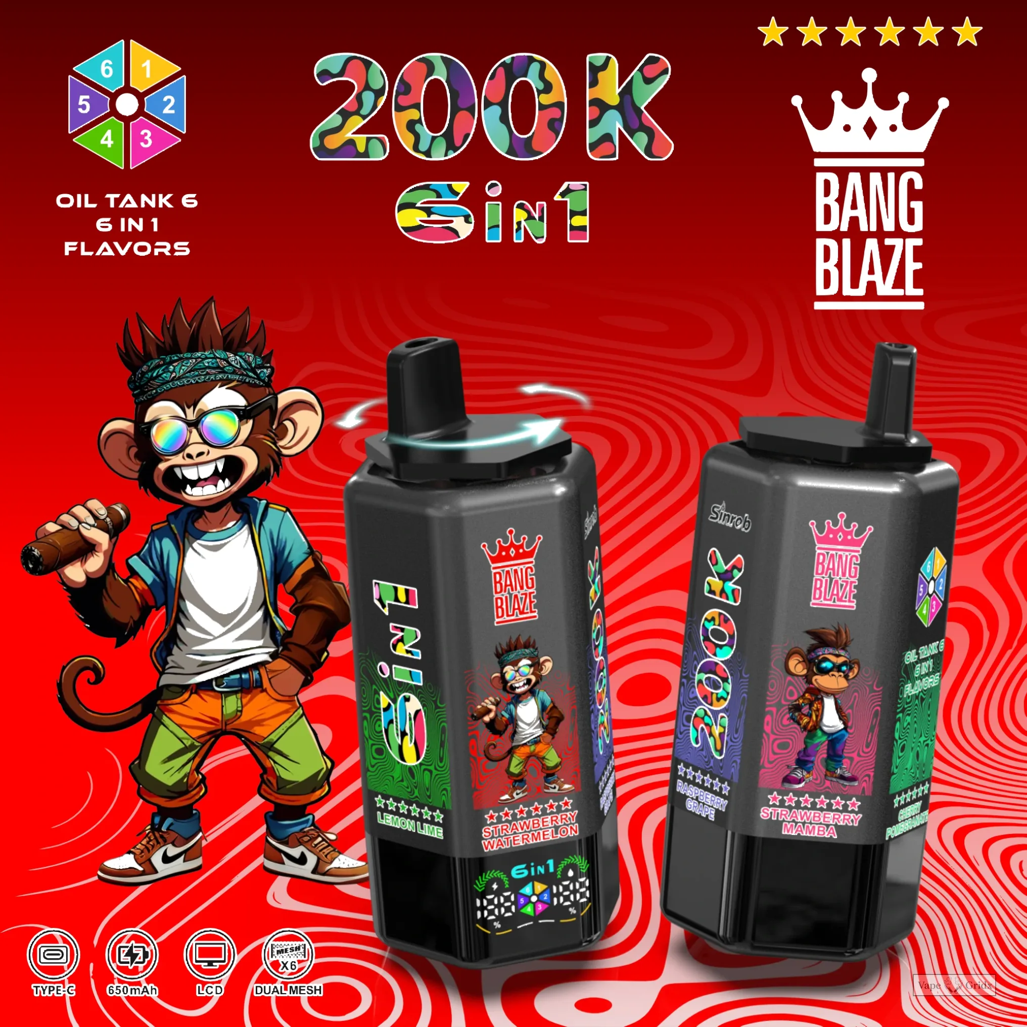 Bang Blaze 200000 200K Züge Display Einweg-Vape