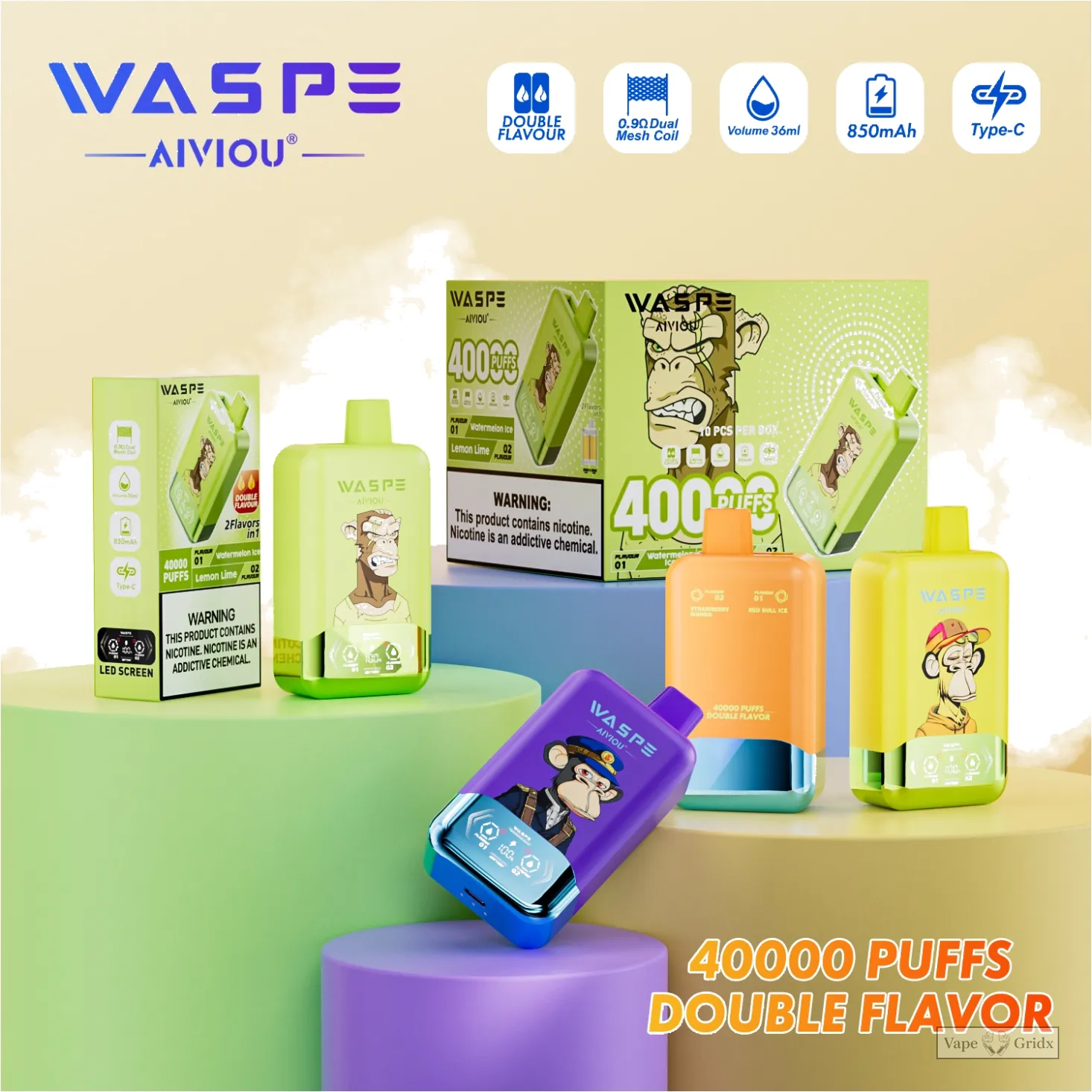 Waspe 40000 40K Züge 2-in-1 Einweg-Vape