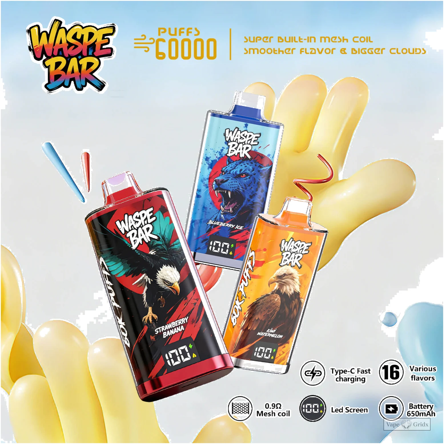 WASPE Bar 60000 60K Züge LED Display Einweg-Vape
