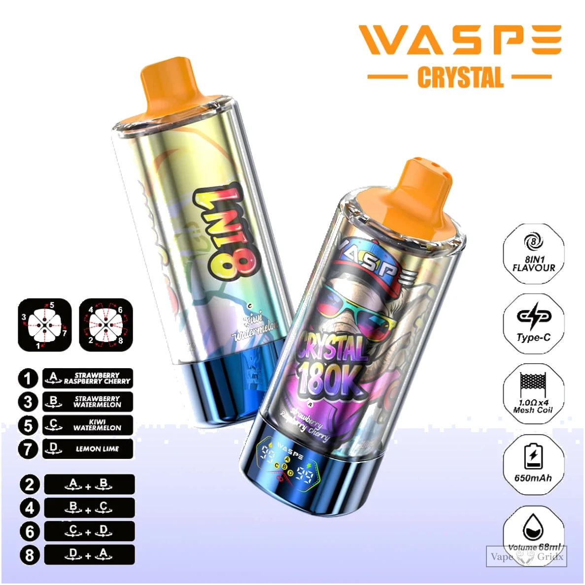 Waspe 180000 180K Crystal 8-in-1 Einweg-Vape - image 11