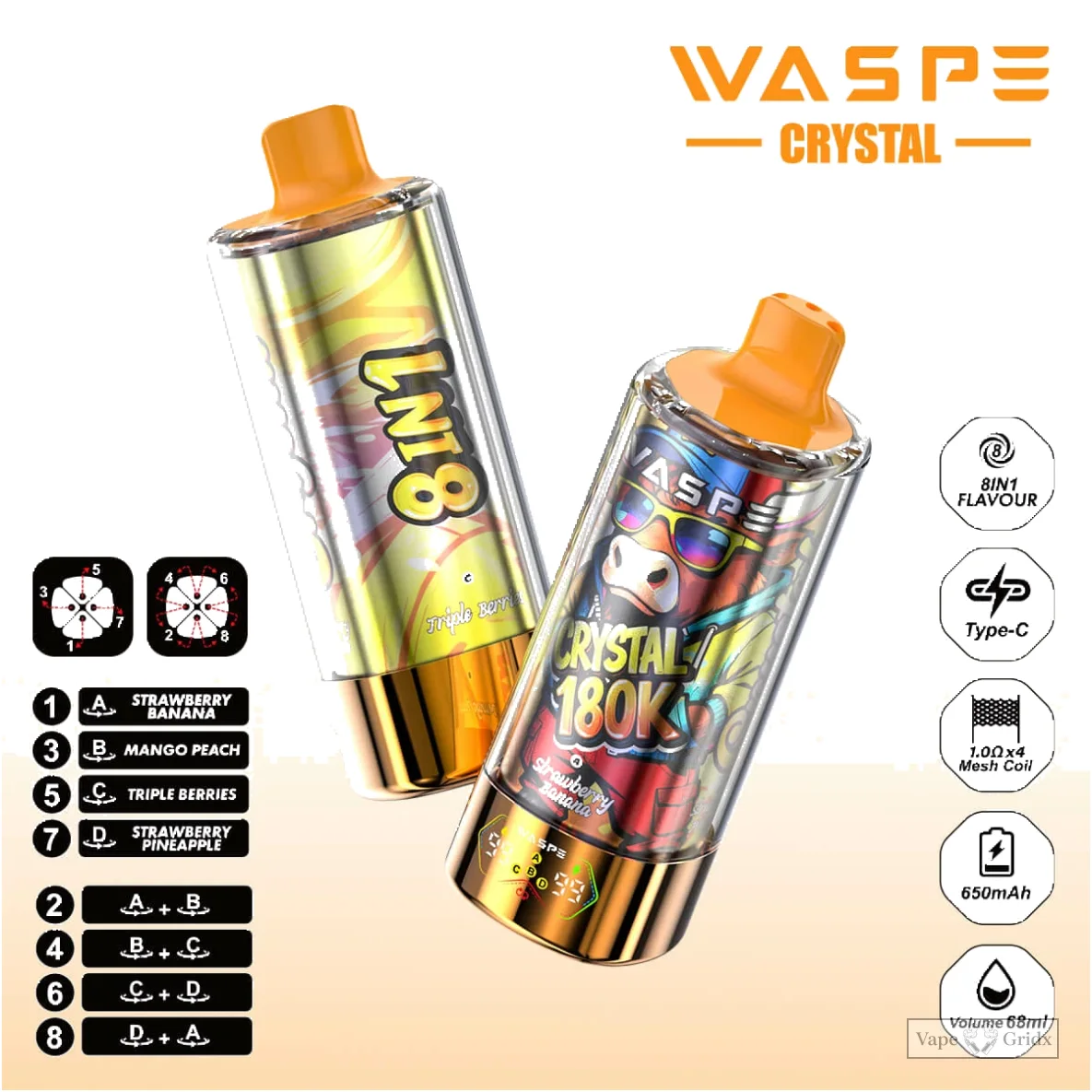 Waspe 180000 180K Crystal 8-in-1 Einweg-Vape - image 12