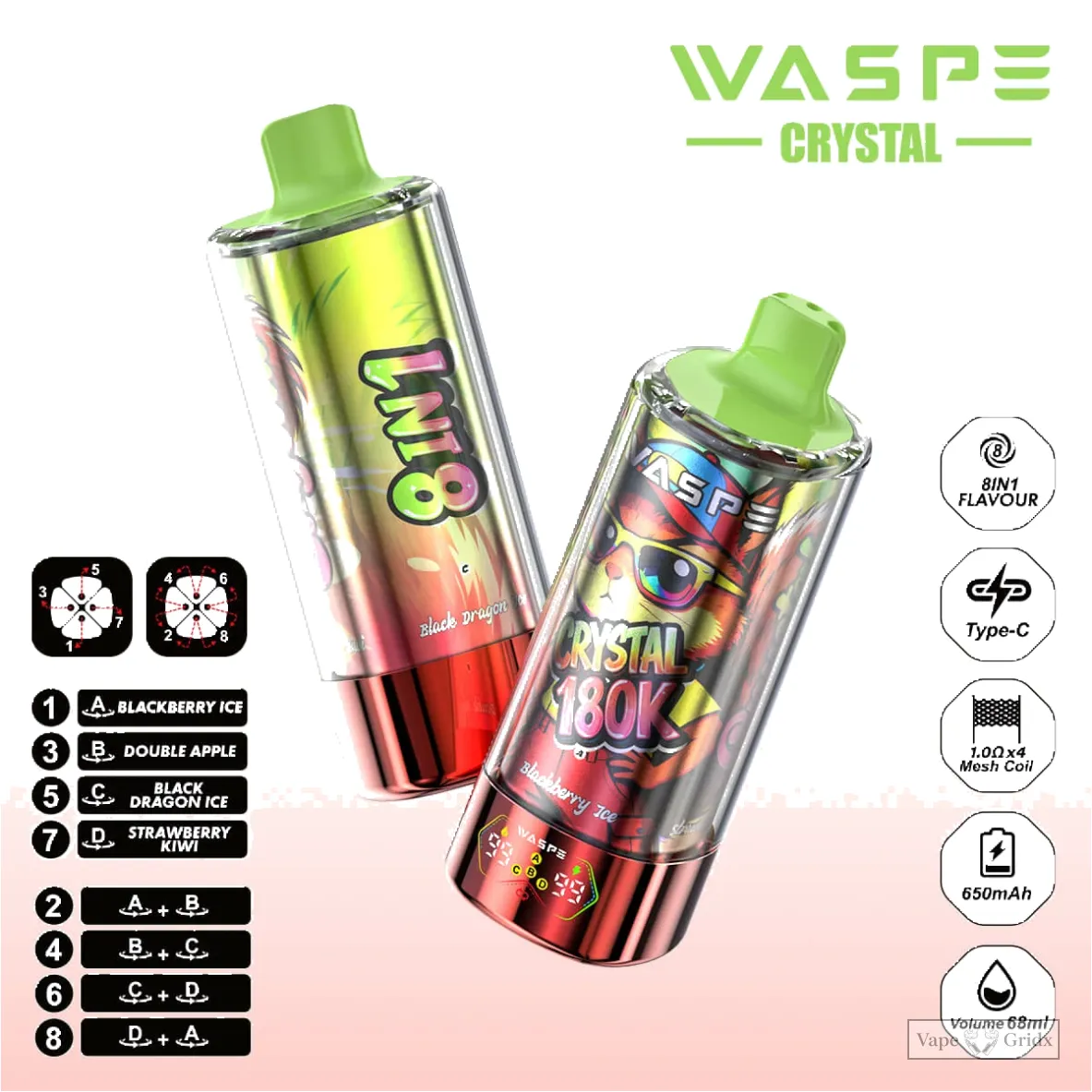 Waspe 180000 180K Crystal 8-in-1 Einweg-Vape - image 13
