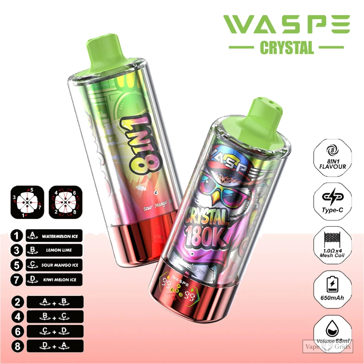 Waspe 180000 180K Crystal 8-in-1 Einweg-Vape - image 6