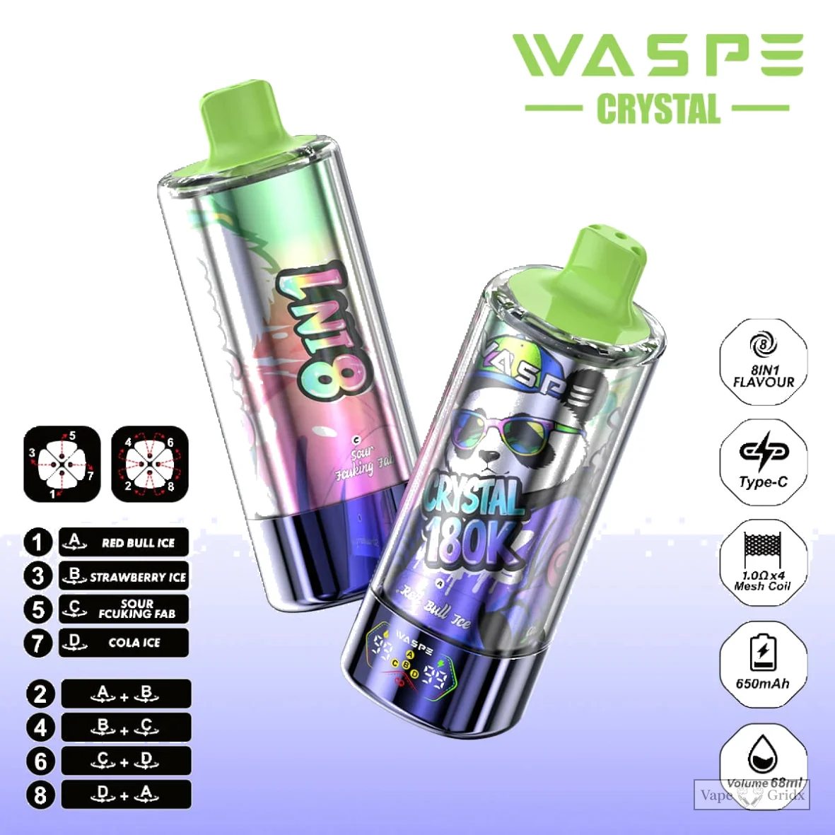 Waspe 180000 180K Crystal 8-in-1 Einweg-Vape - image 7