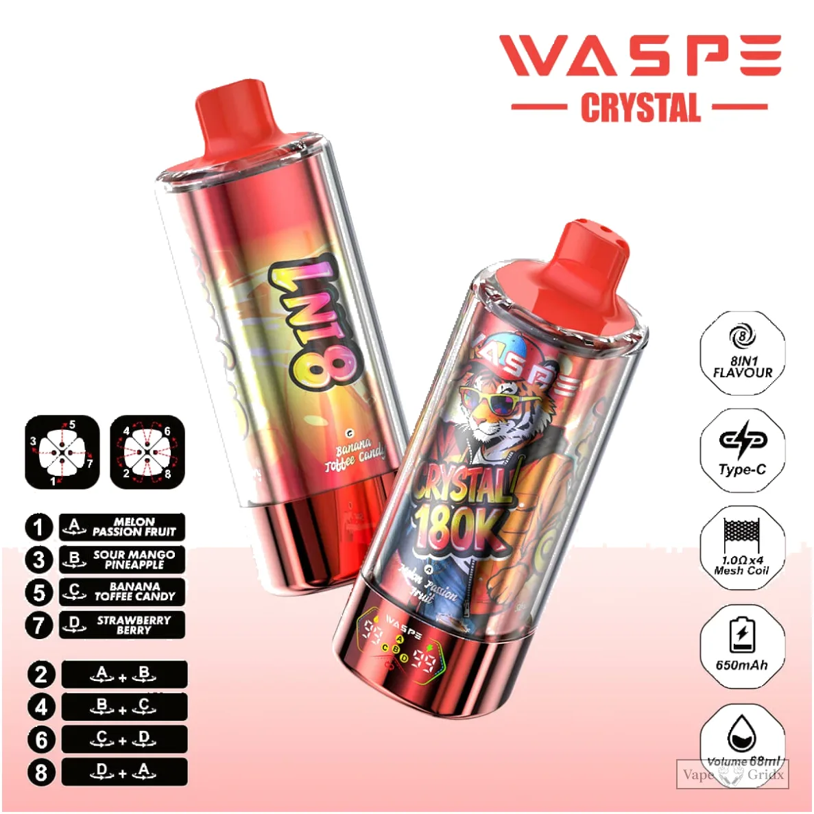 Waspe 180000 180K Crystal 8-in-1 Einweg-Vape - image 8