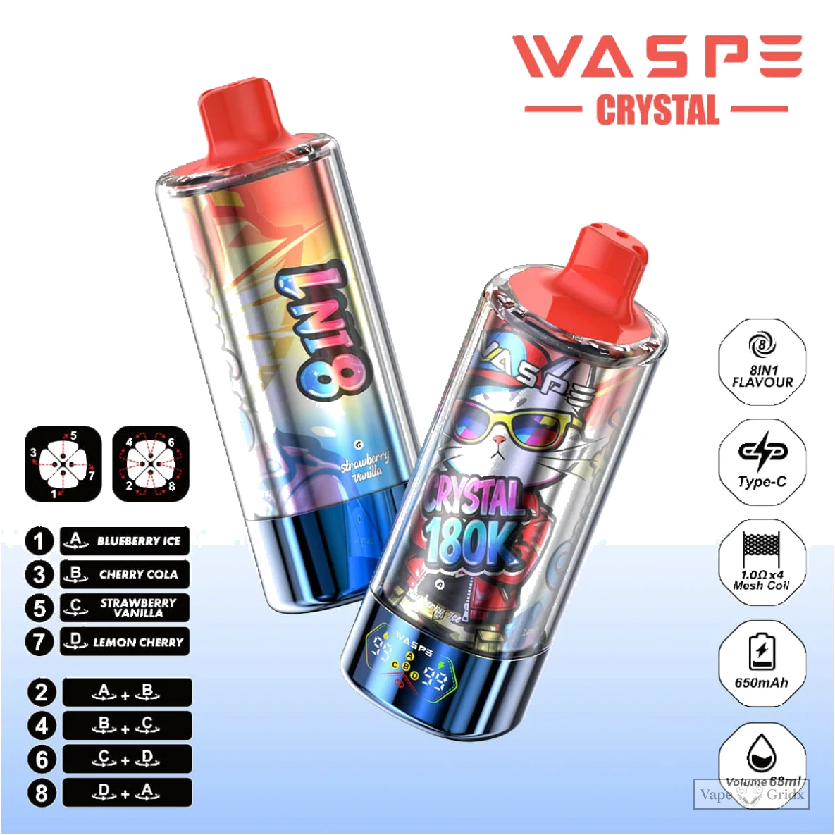 Waspe 180000 180K Crystal 8-in-1 Einweg-Vape - image 9