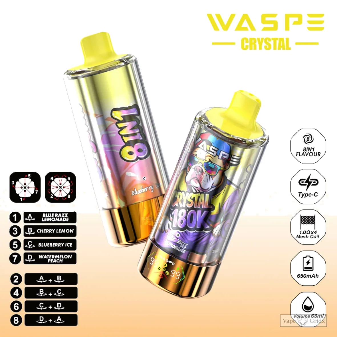 Waspe 180000 180K Crystal 8-in-1 Einweg-Vape - image 10