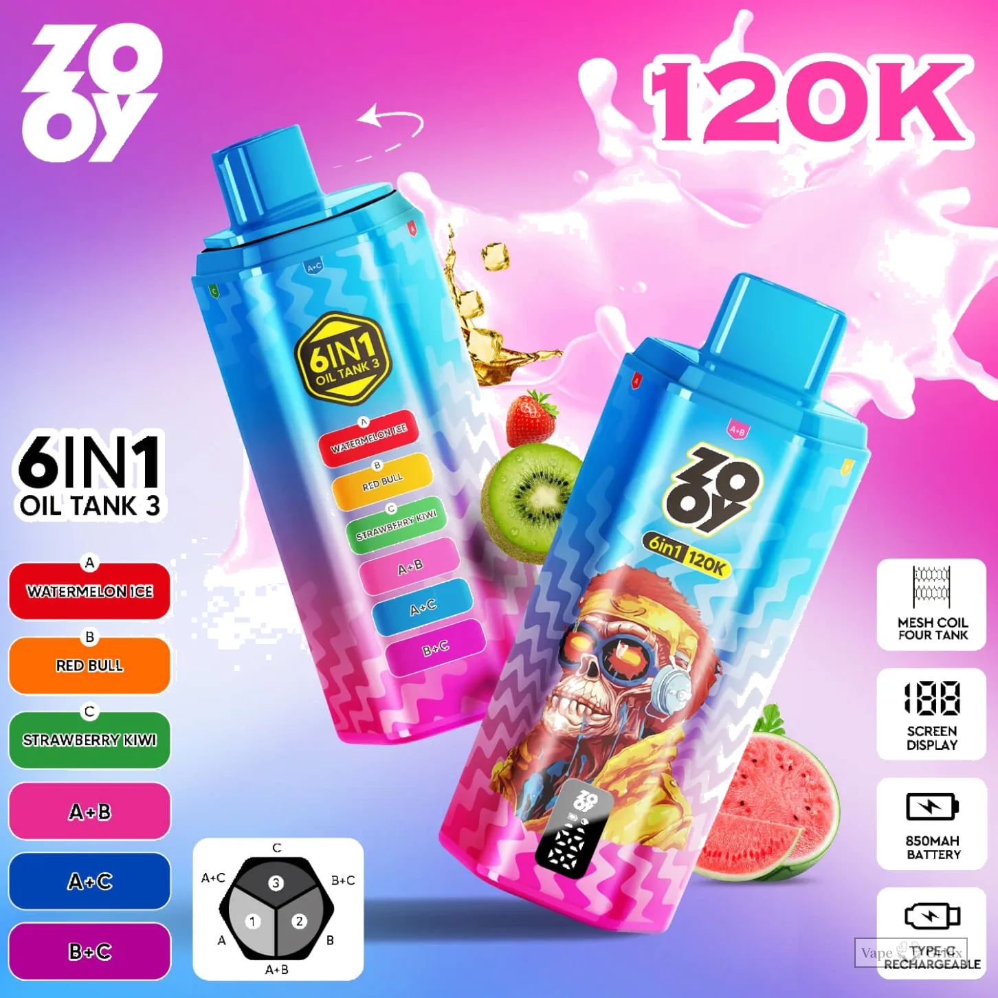 ZOOY 120000 120K Züge 6-in-1 Einweg-Vape - image 2