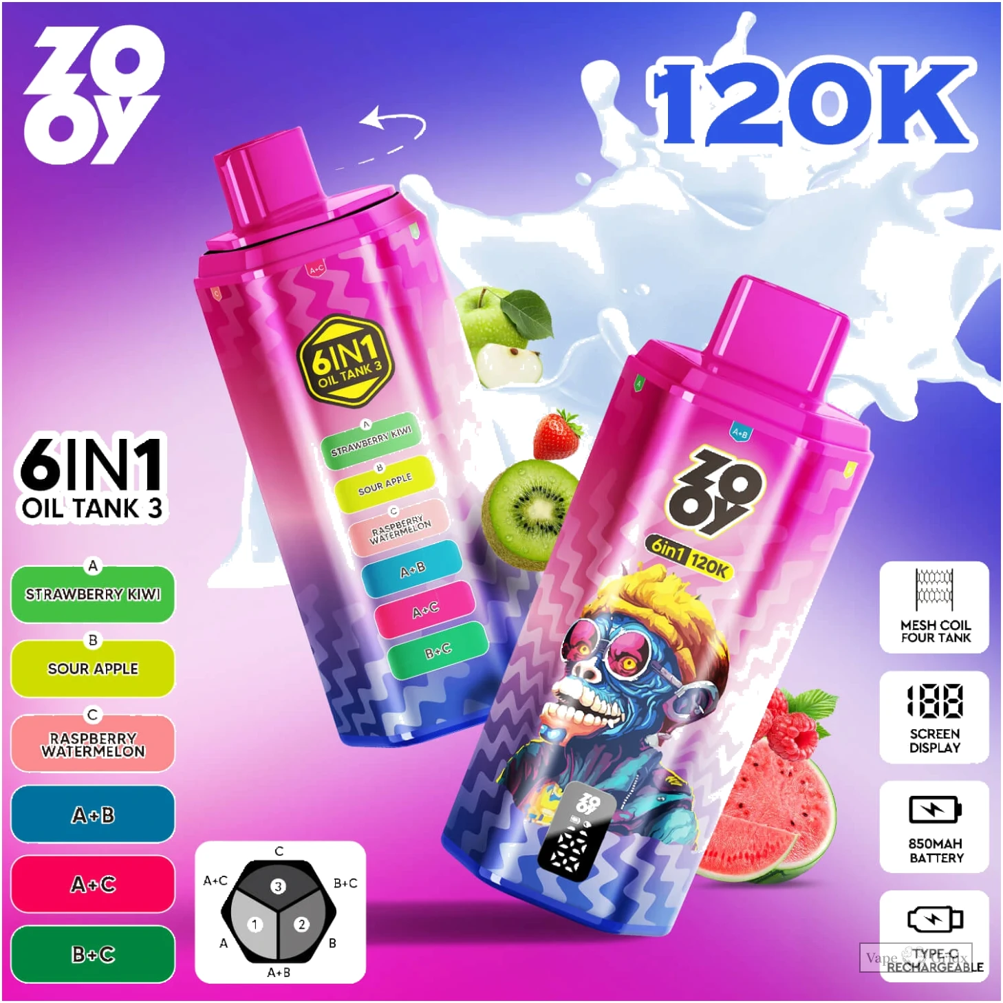ZOOY 120000 120K Züge 6-in-1 Einweg-Vape - image 3