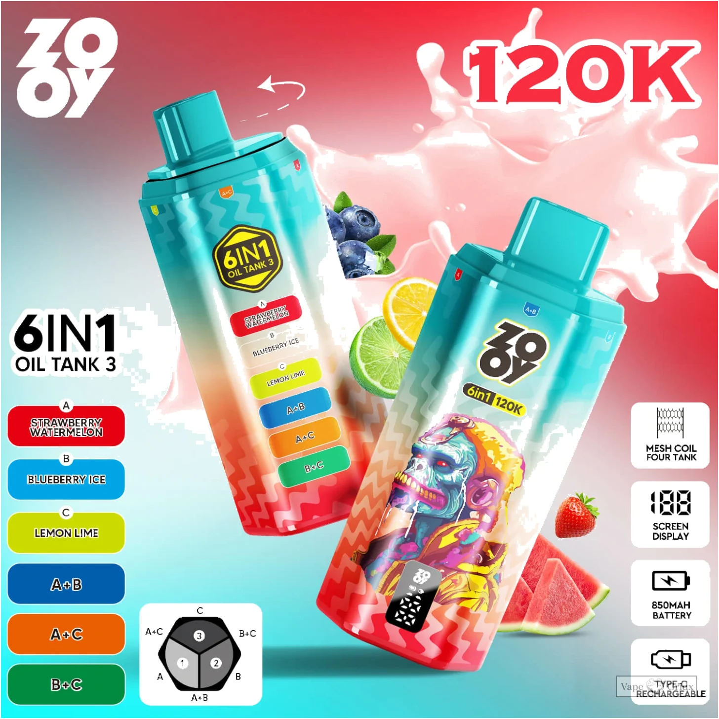 ZOOY 120000 120K Züge 6-in-1 Einweg-Vape - image 4