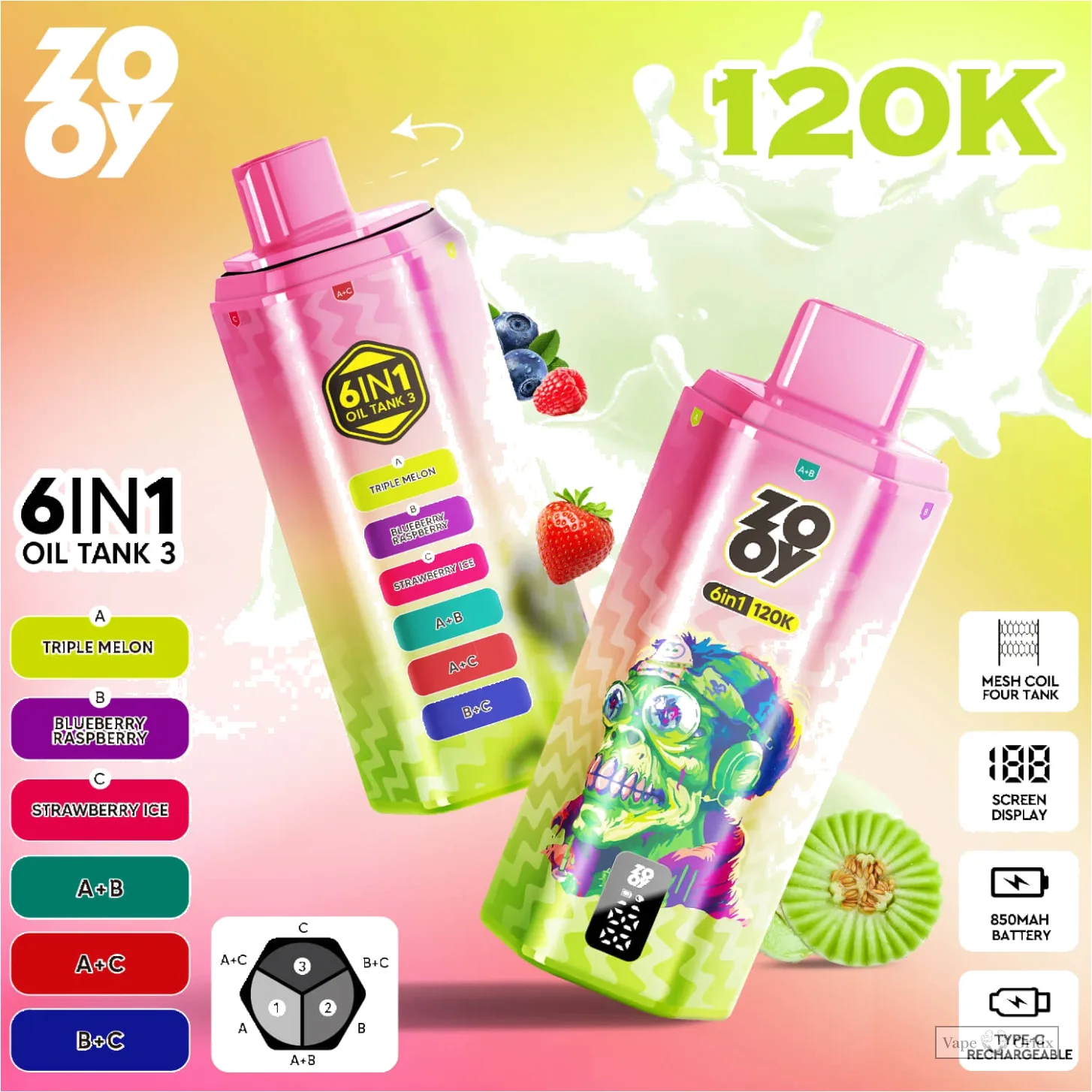 ZOOY 120000 120K Züge 6-in-1 Einweg-Vape - image 5