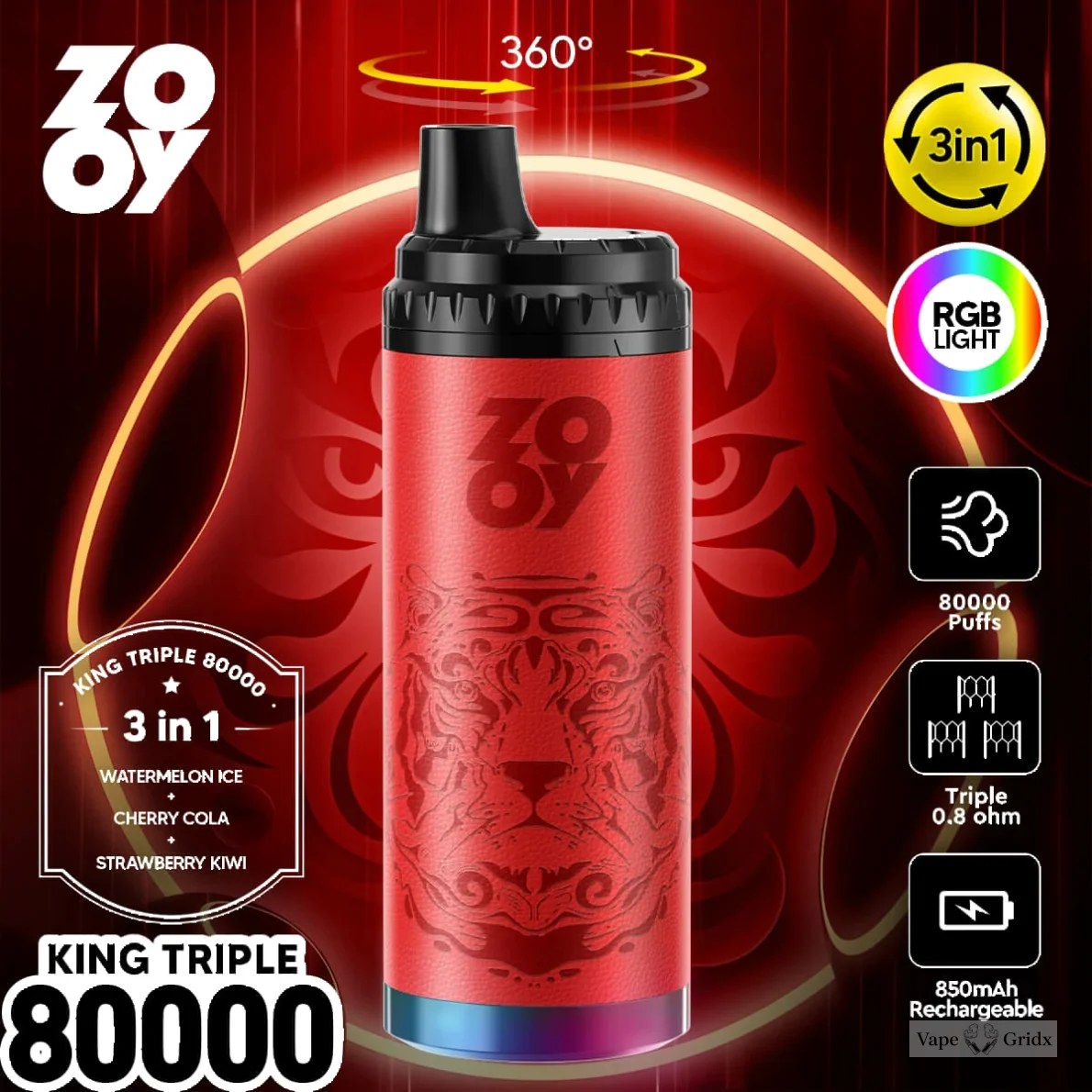 ZOOY King TRIPLE 80000 80K Züge Triple Mesh Einweg-Vape