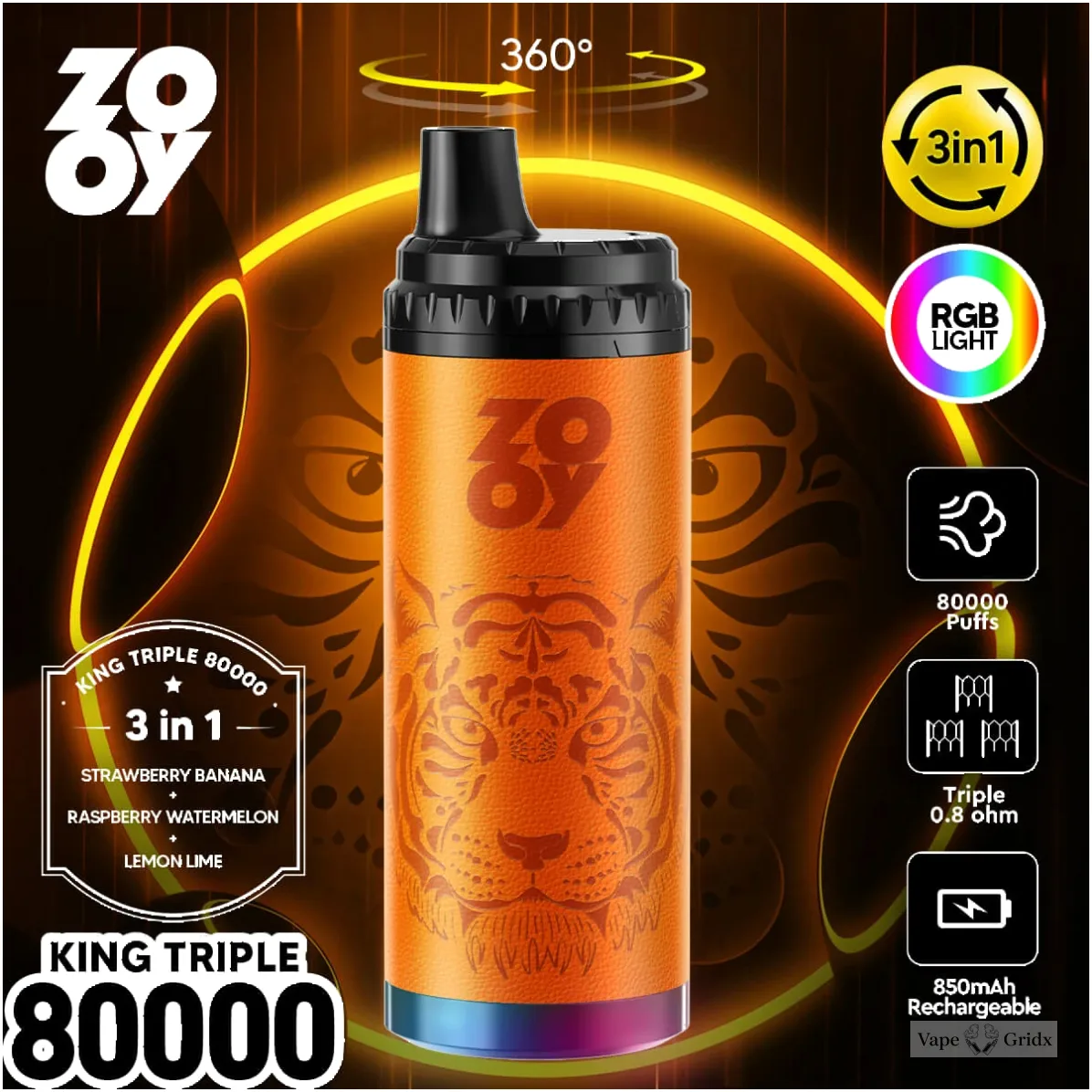 ZOOY King TRIPLE 80000 80K Züge Triple Mesh Einweg-Vape - image 2