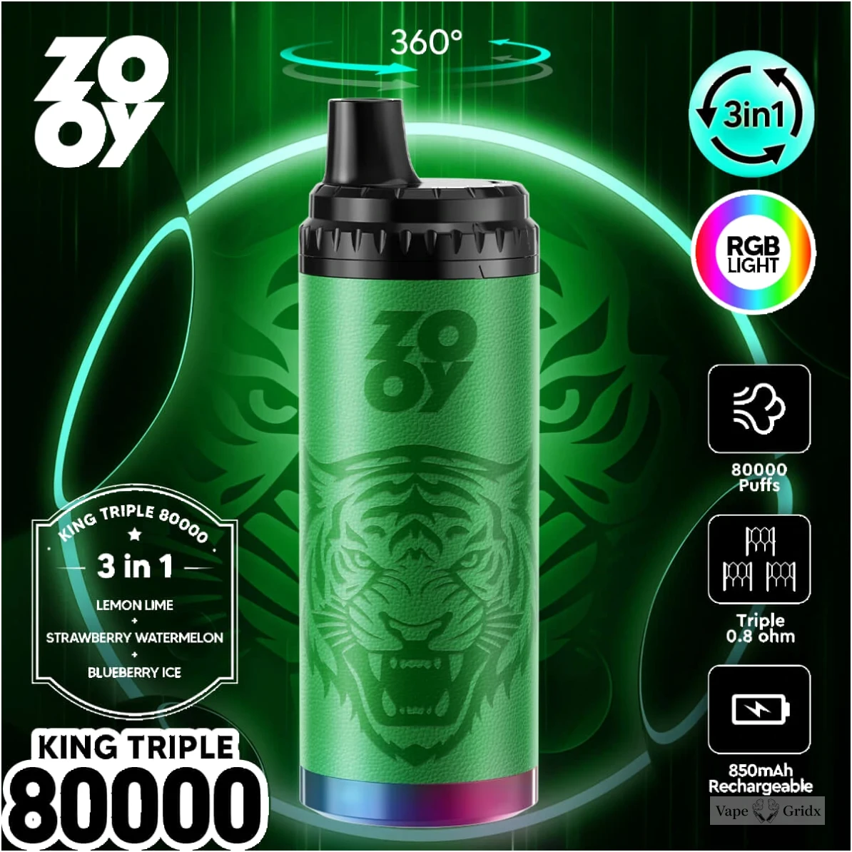 ZOOY King TRIPLE 80000 80K Züge Triple Mesh Einweg-Vape - image 11