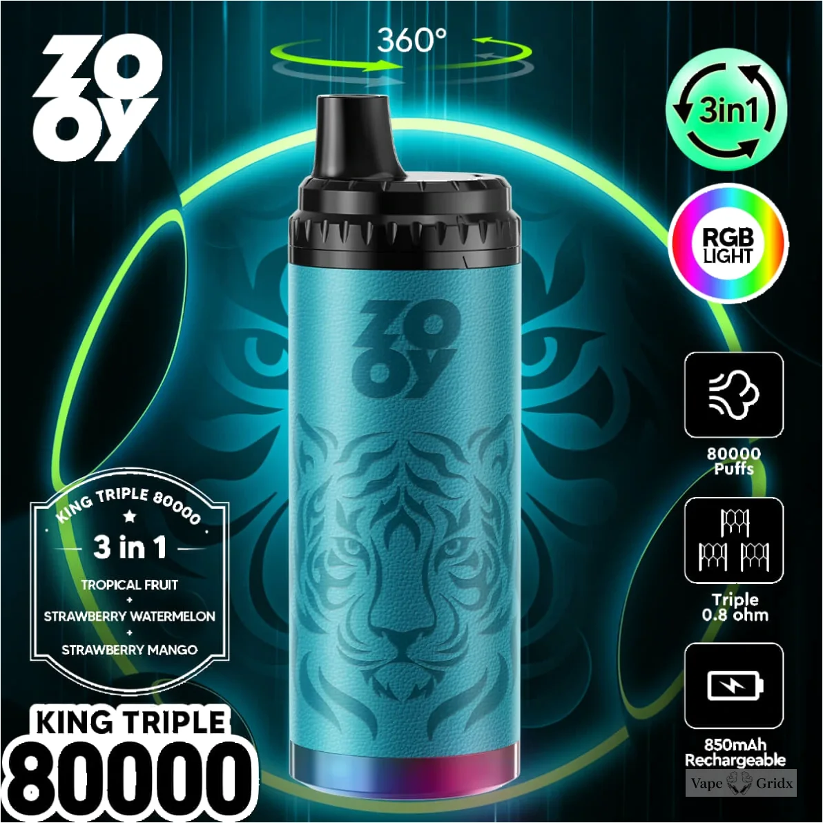 ZOOY King TRIPLE 80000 80K Züge Triple Mesh Einweg-Vape - image 4
