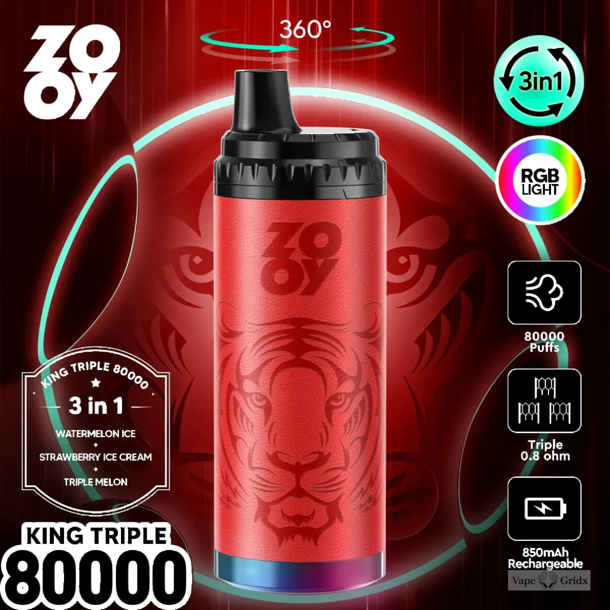ZOOY King TRIPLE 80000 80K Züge Triple Mesh Einweg-Vape - image 5