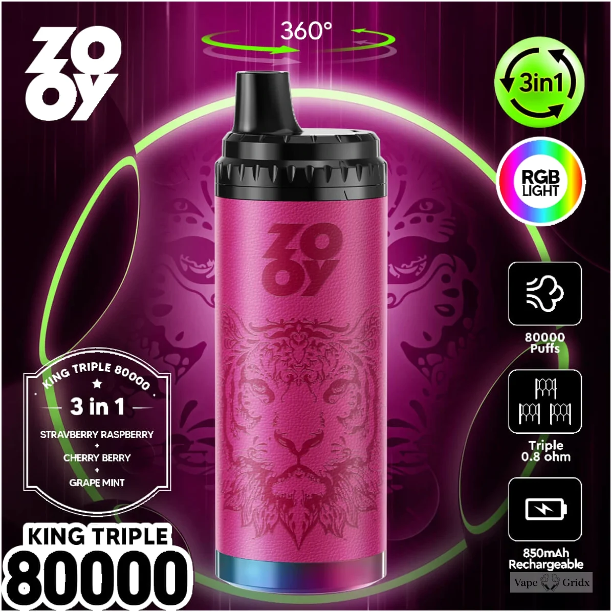 ZOOY King TRIPLE 80000 80K Züge Triple Mesh Einweg-Vape - image 6