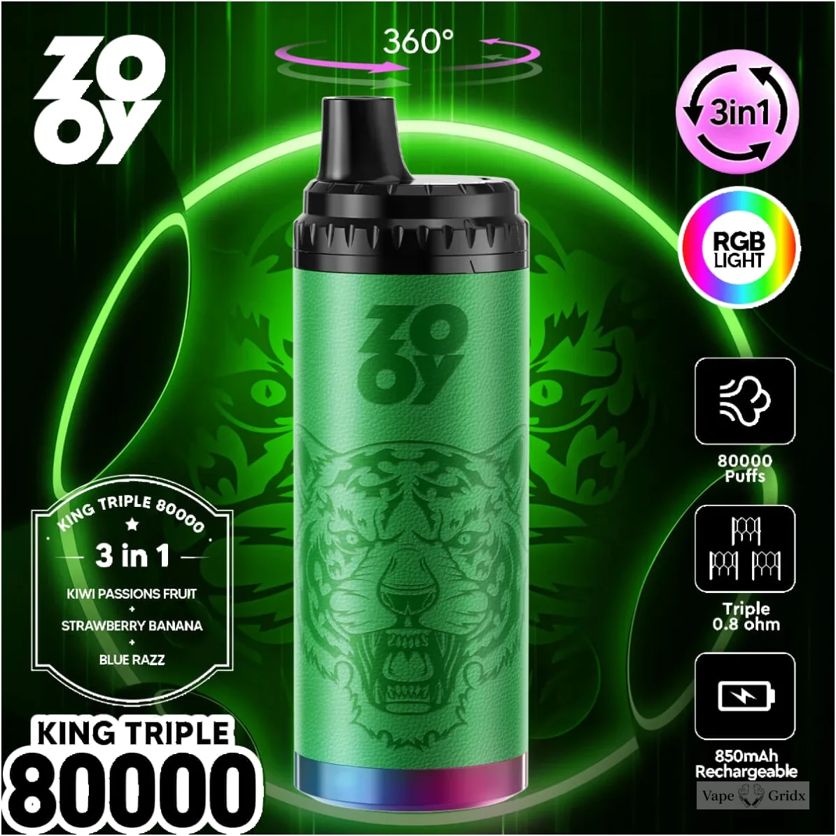 ZOOY King TRIPLE 80000 80K Züge Triple Mesh Einweg-Vape - image 7