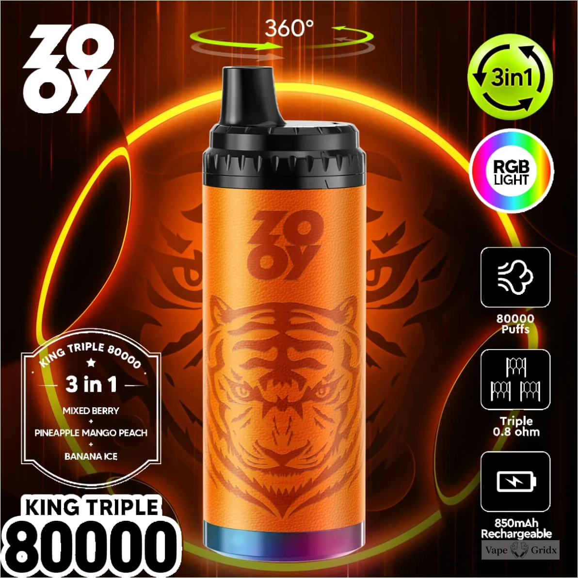 ZOOY King TRIPLE 80000 80K Züge Triple Mesh Einweg-Vape - image 8