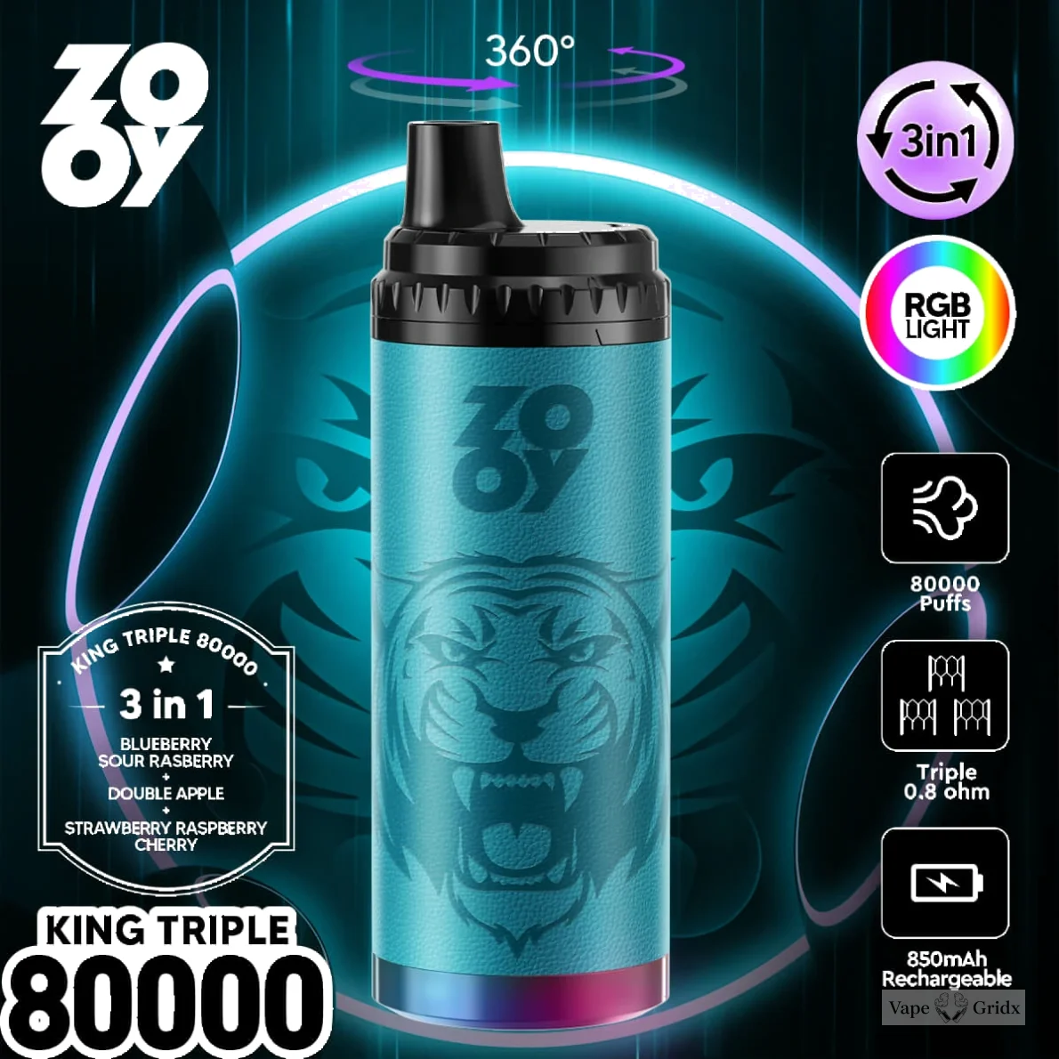 ZOOY King TRIPLE 80000 80K Züge Triple Mesh Einweg-Vape - image 9